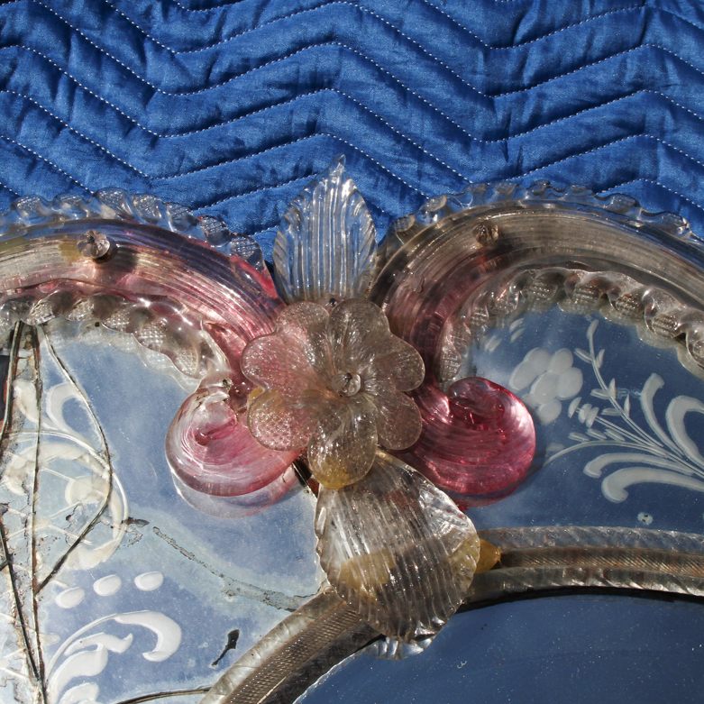 Antique Italian Venetian Molded and Etched Mirror