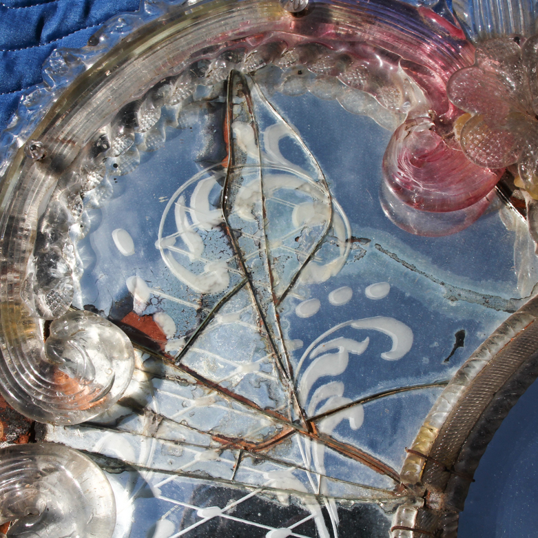 Antique Italian Venetian Molded and Etched Mirror