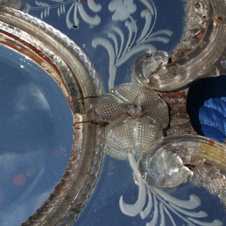 Antique Italian Venetian Molded and Etched Mirror