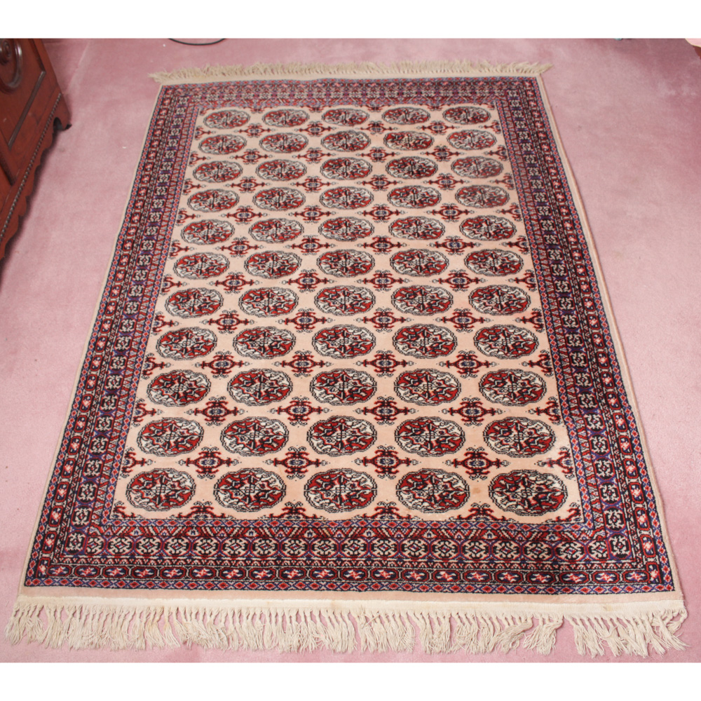 Vintage Power Loomed Bokhara Style Wool Accent Rug