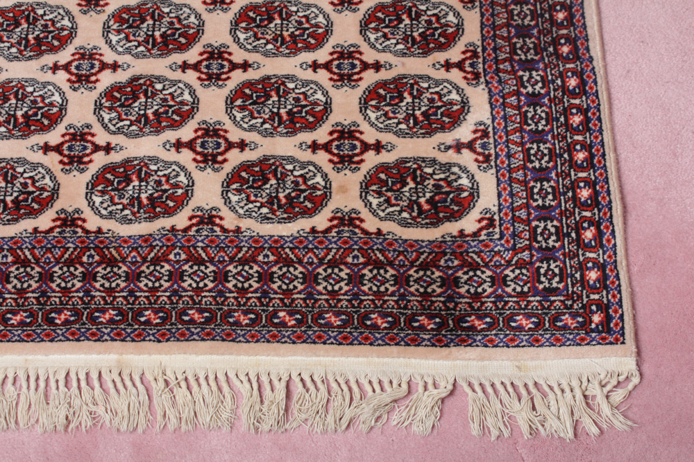 Vintage Power Loomed Bokhara Style Wool Accent Rug