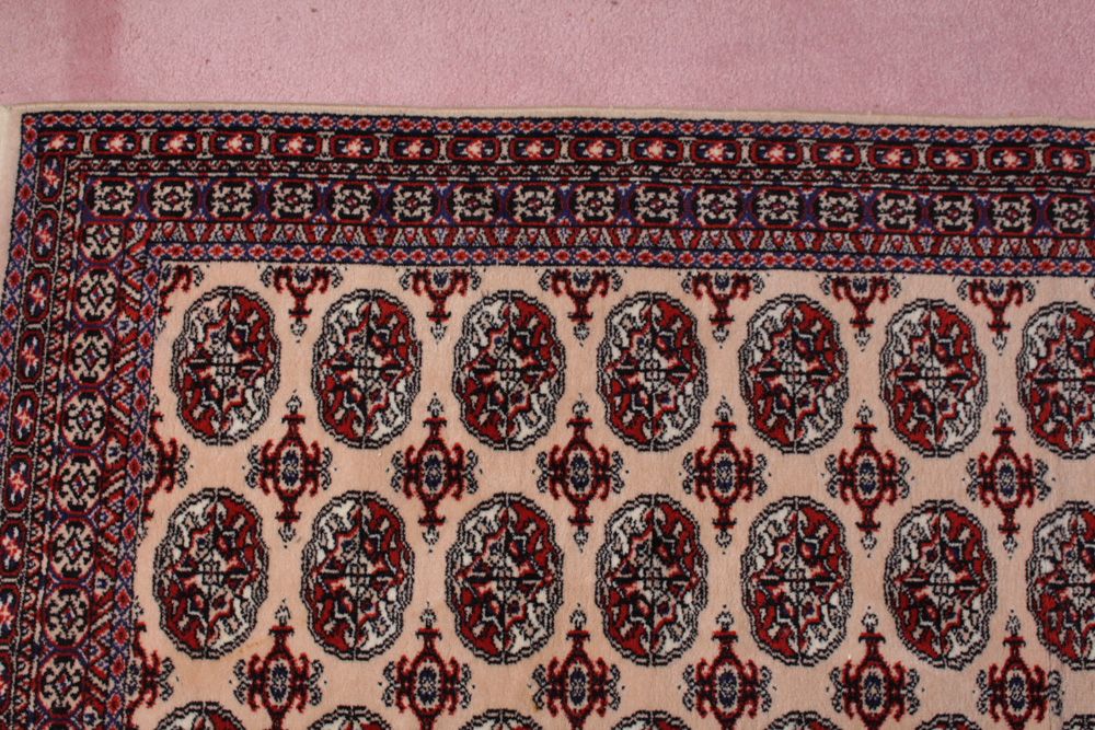 Vintage Power Loomed Bokhara Style Wool Accent Rug