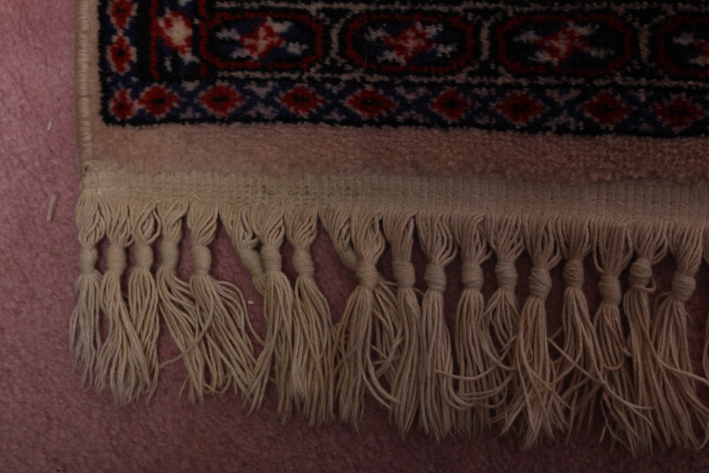Vintage Power Loomed Bokhara Style Wool Accent Rug