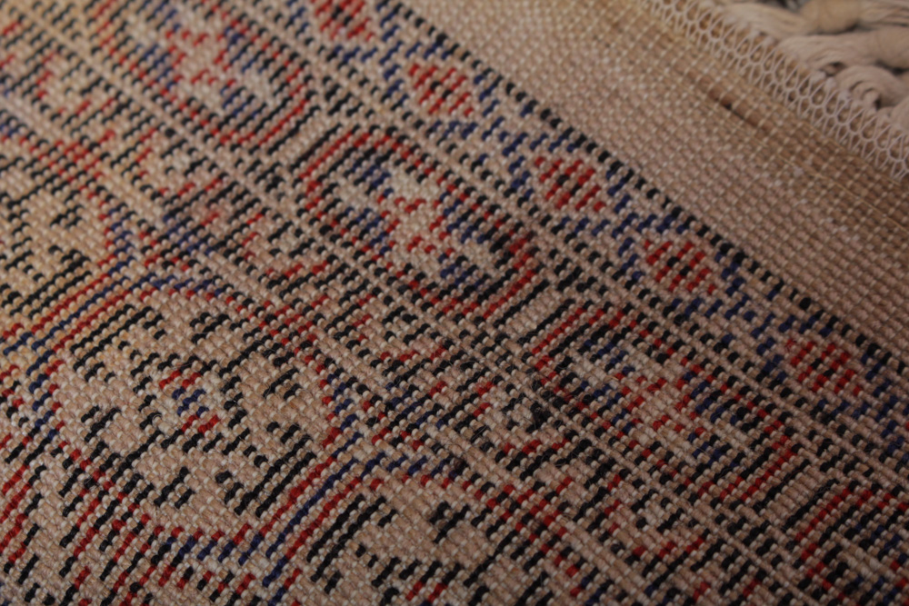 Vintage Power Loomed Bokhara Style Wool Accent Rug