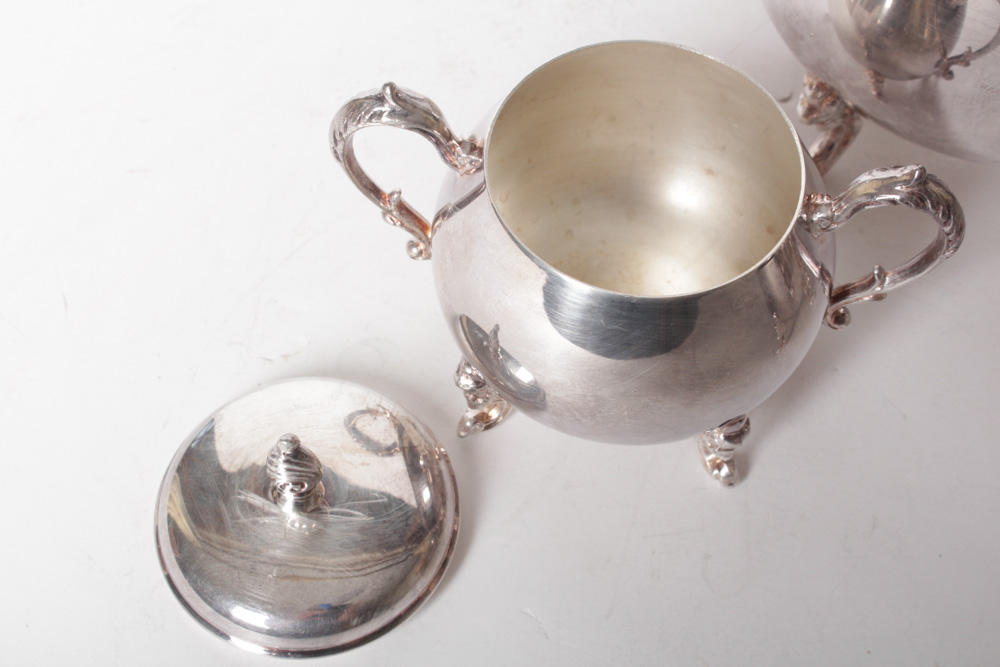 Sheridan Silver Co. Vintage Silver on Copper Tea Service