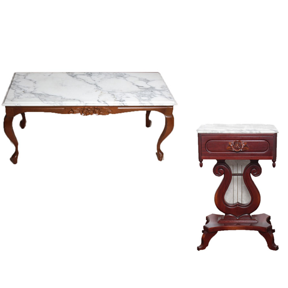 Standard Furniture Co. Marble Topped Table Pair