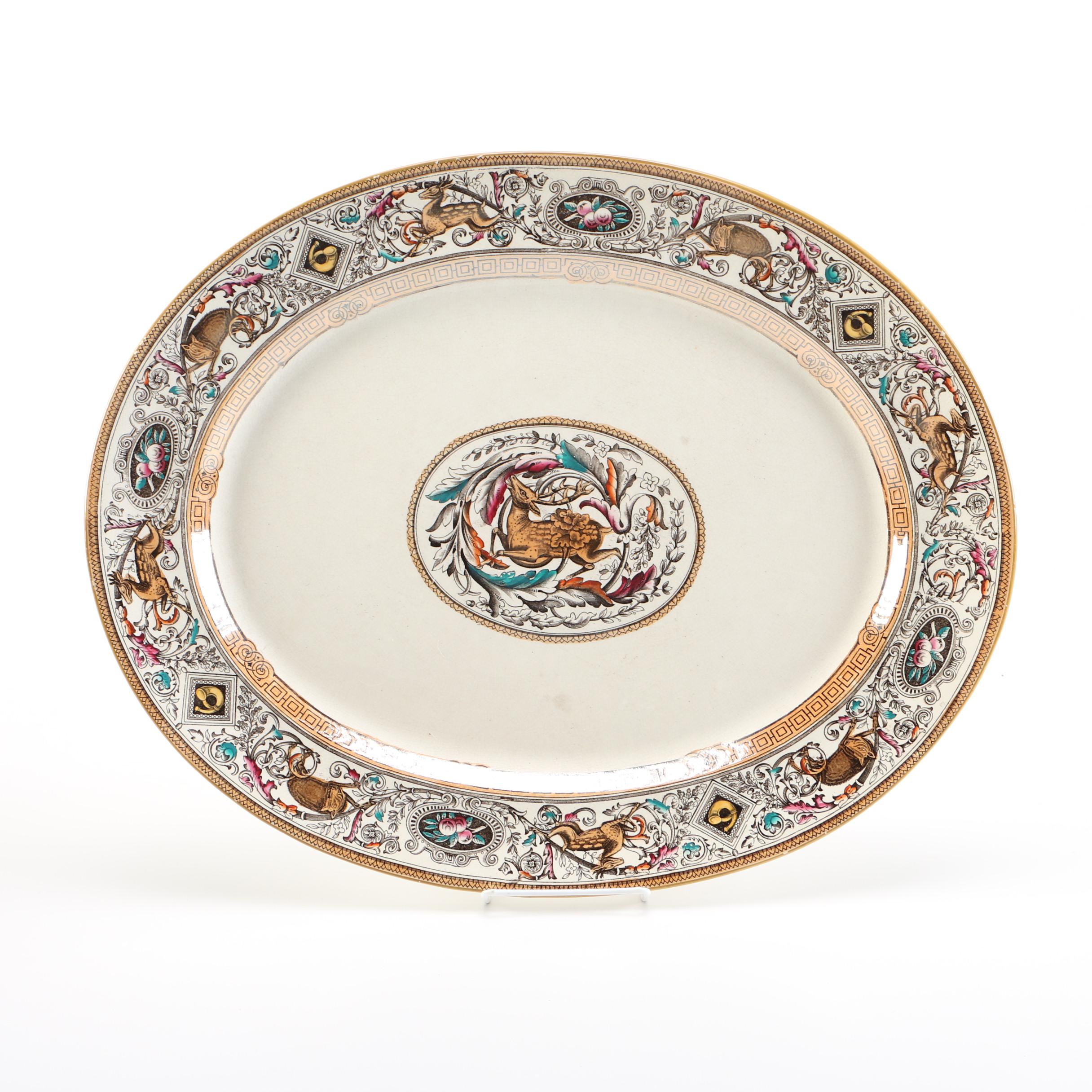 19th Century Borgia Ceramic Oval Serving Platter