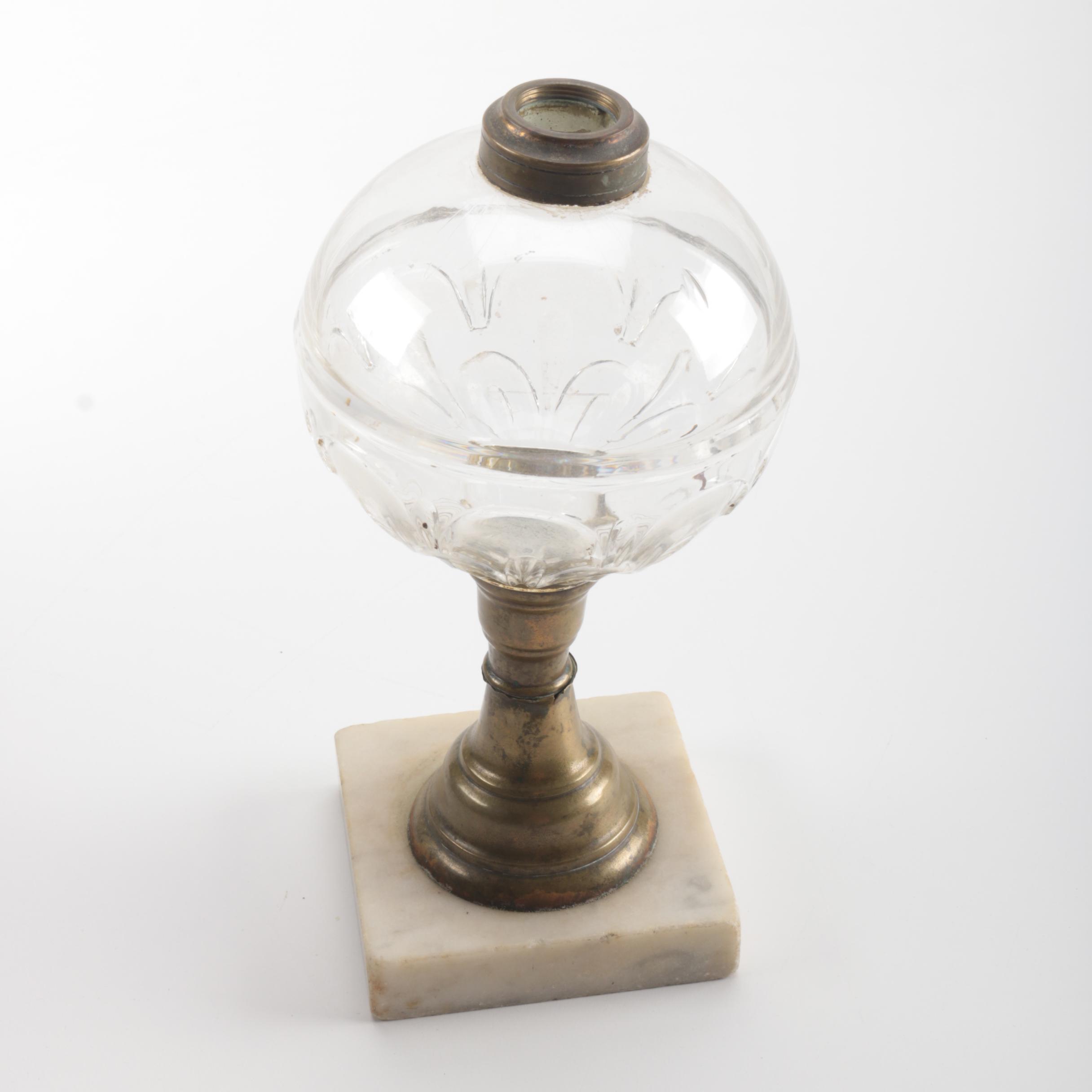Brass Lamp Base With Glass Globe