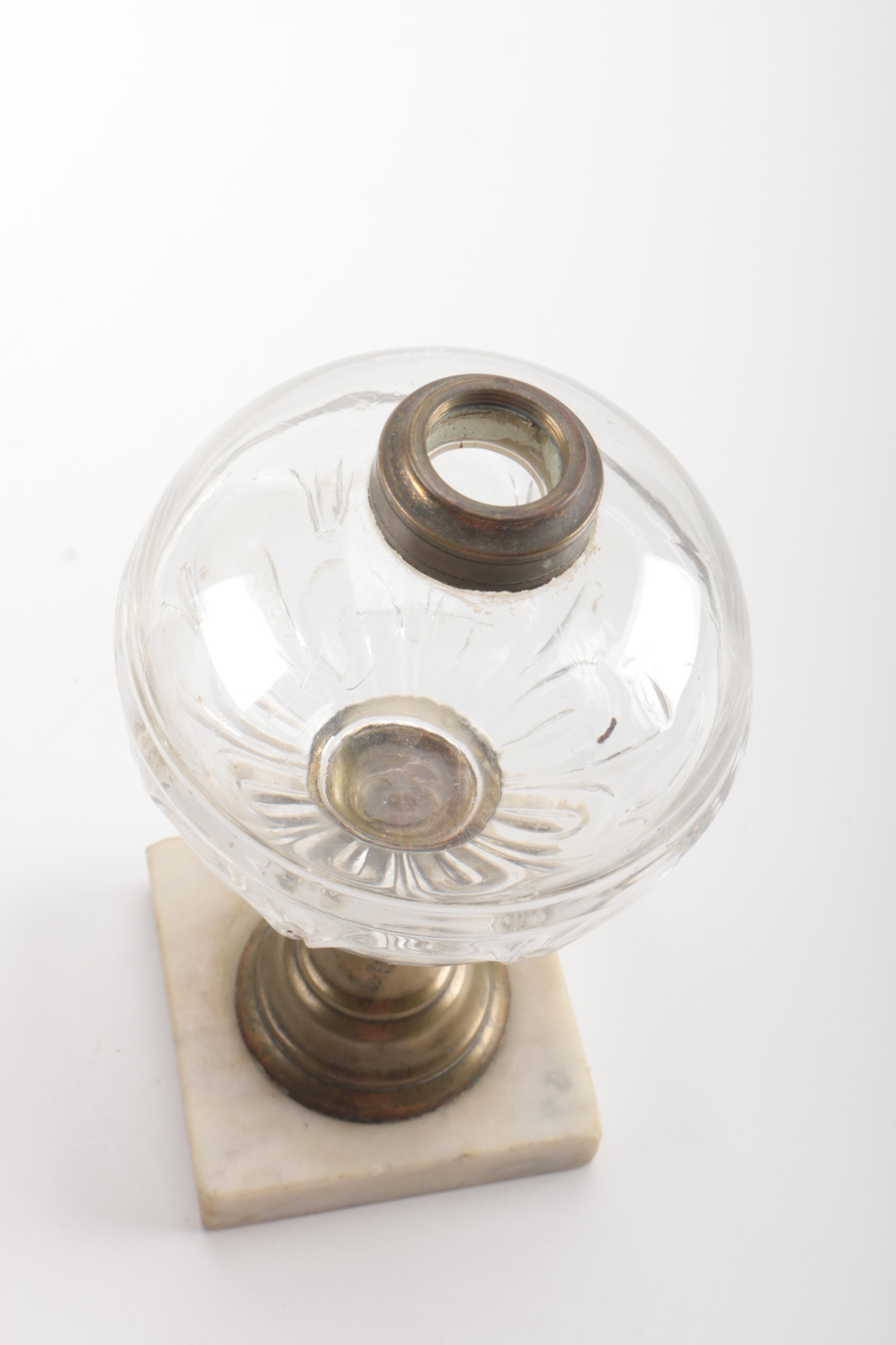 Brass Lamp Base With Glass Globe