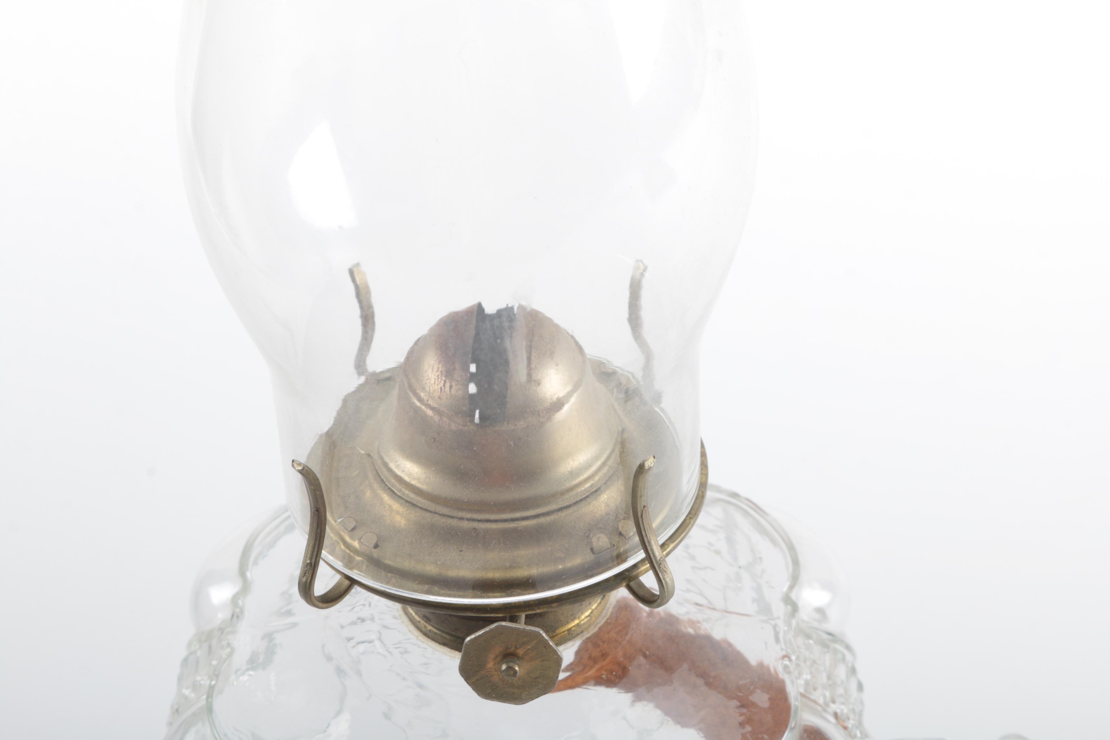 Kerosene Lamps Featuring Blue Cut Glass