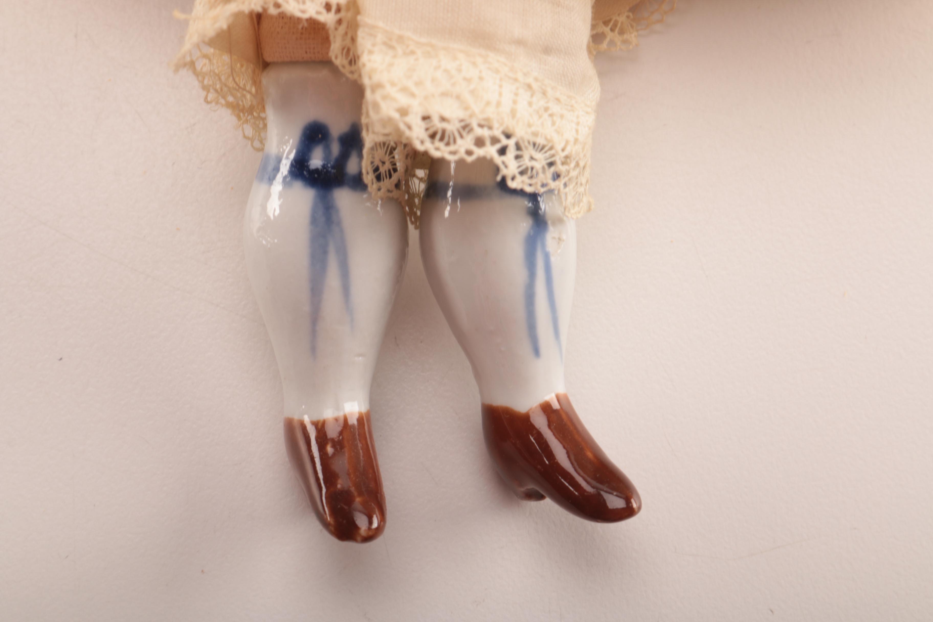 Antique German Style China Head Doll With Blonde Hair