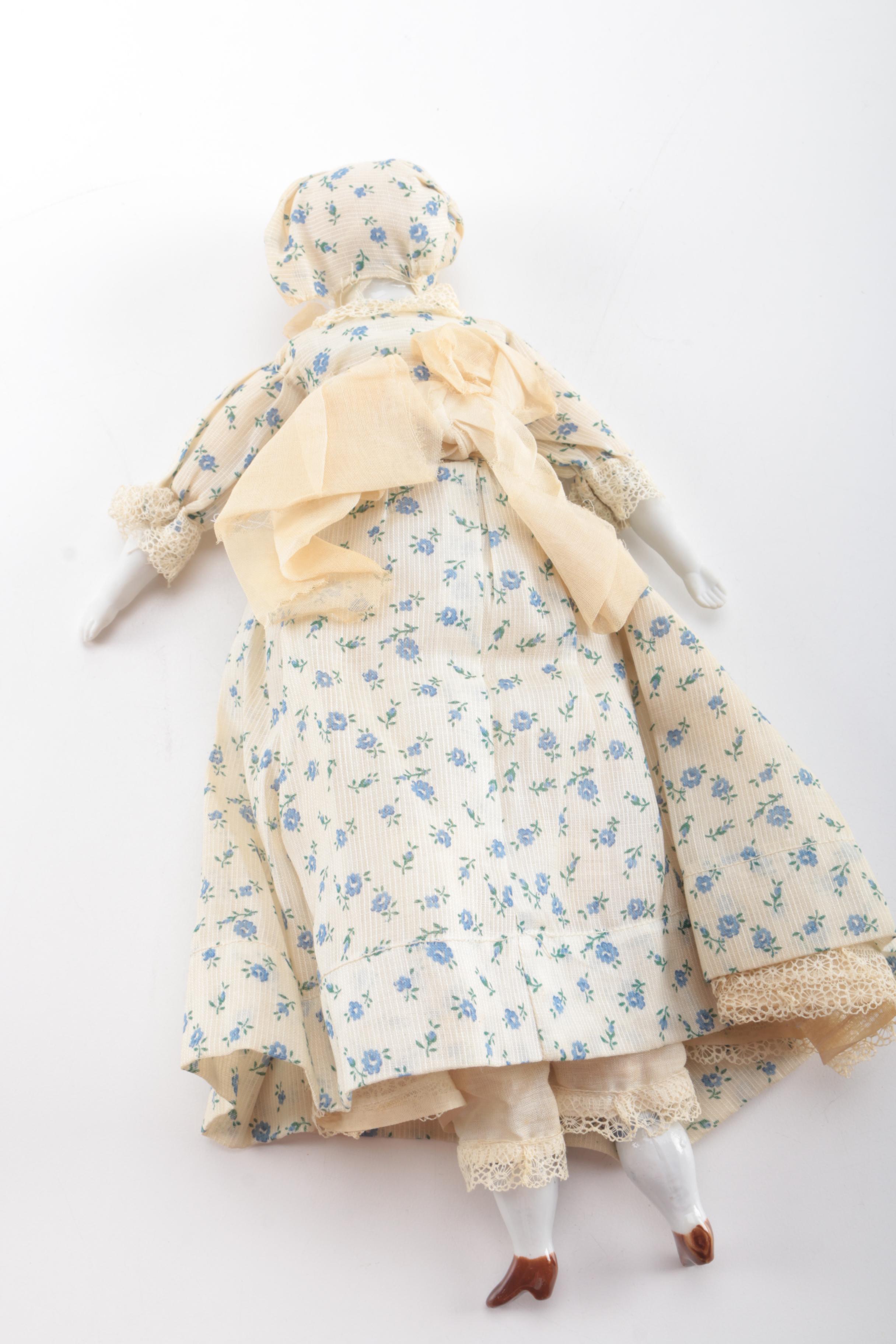 Antique German Style China Head Doll With Blonde Hair