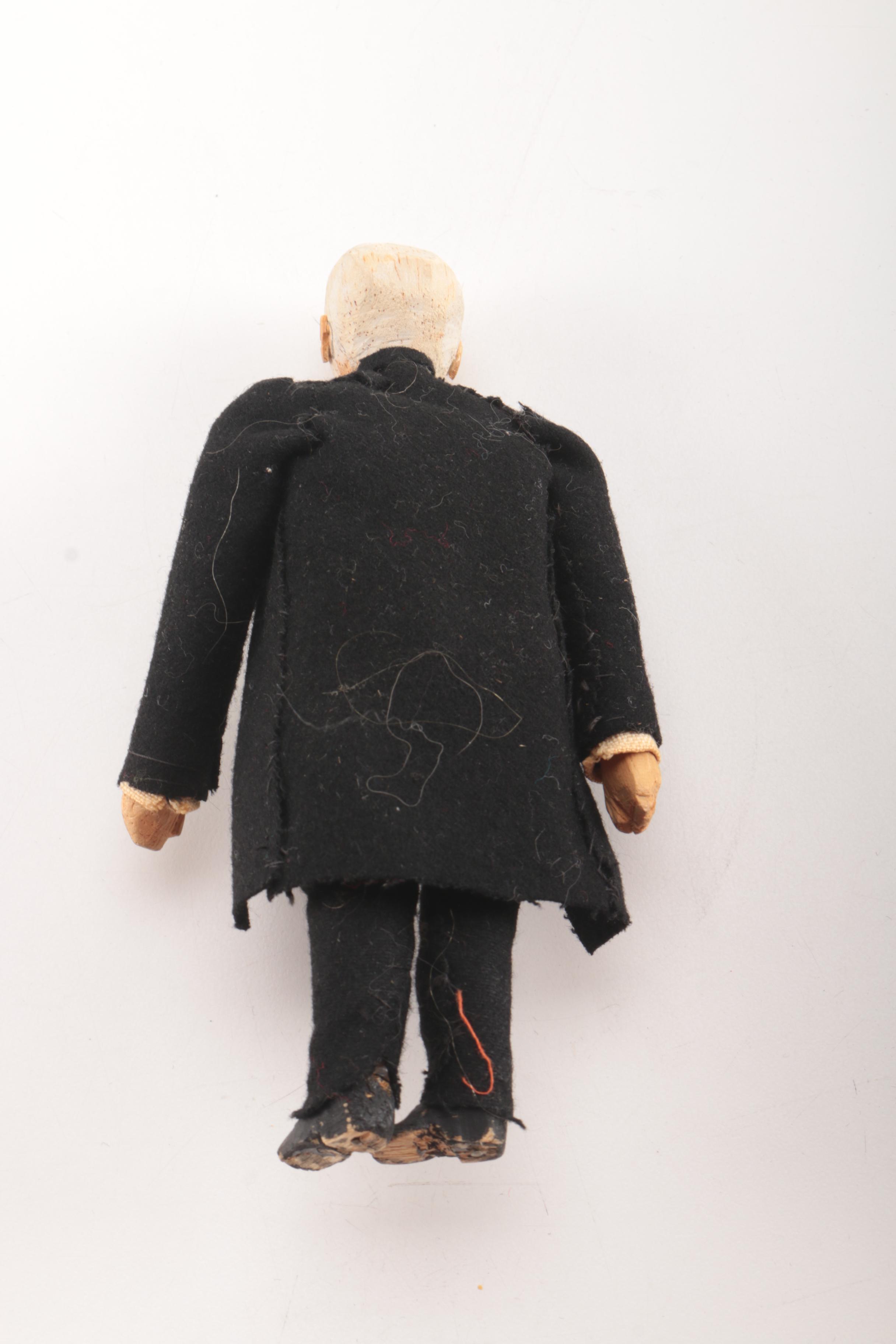 Vintage Carved Wooden Dolls Wearing Eveningwear