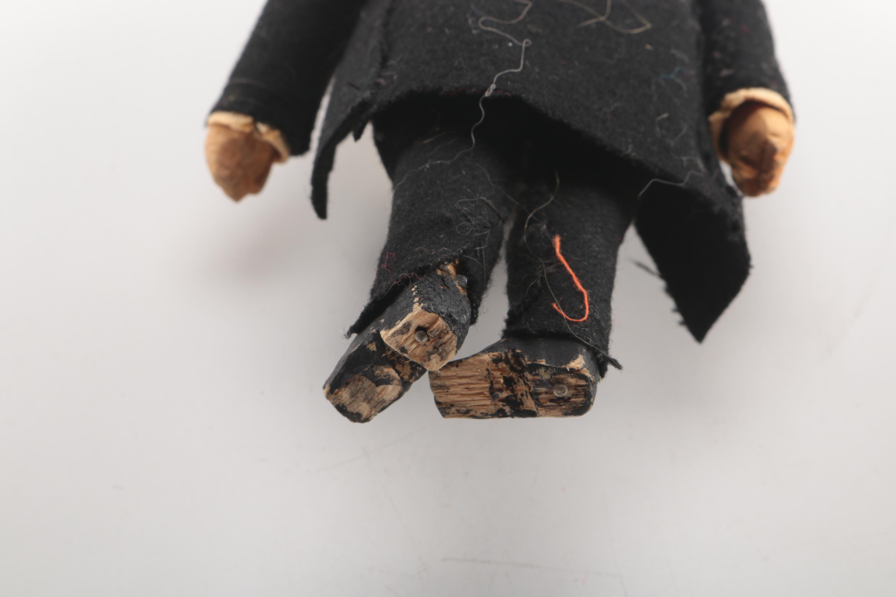 Vintage Carved Wooden Dolls Wearing Eveningwear