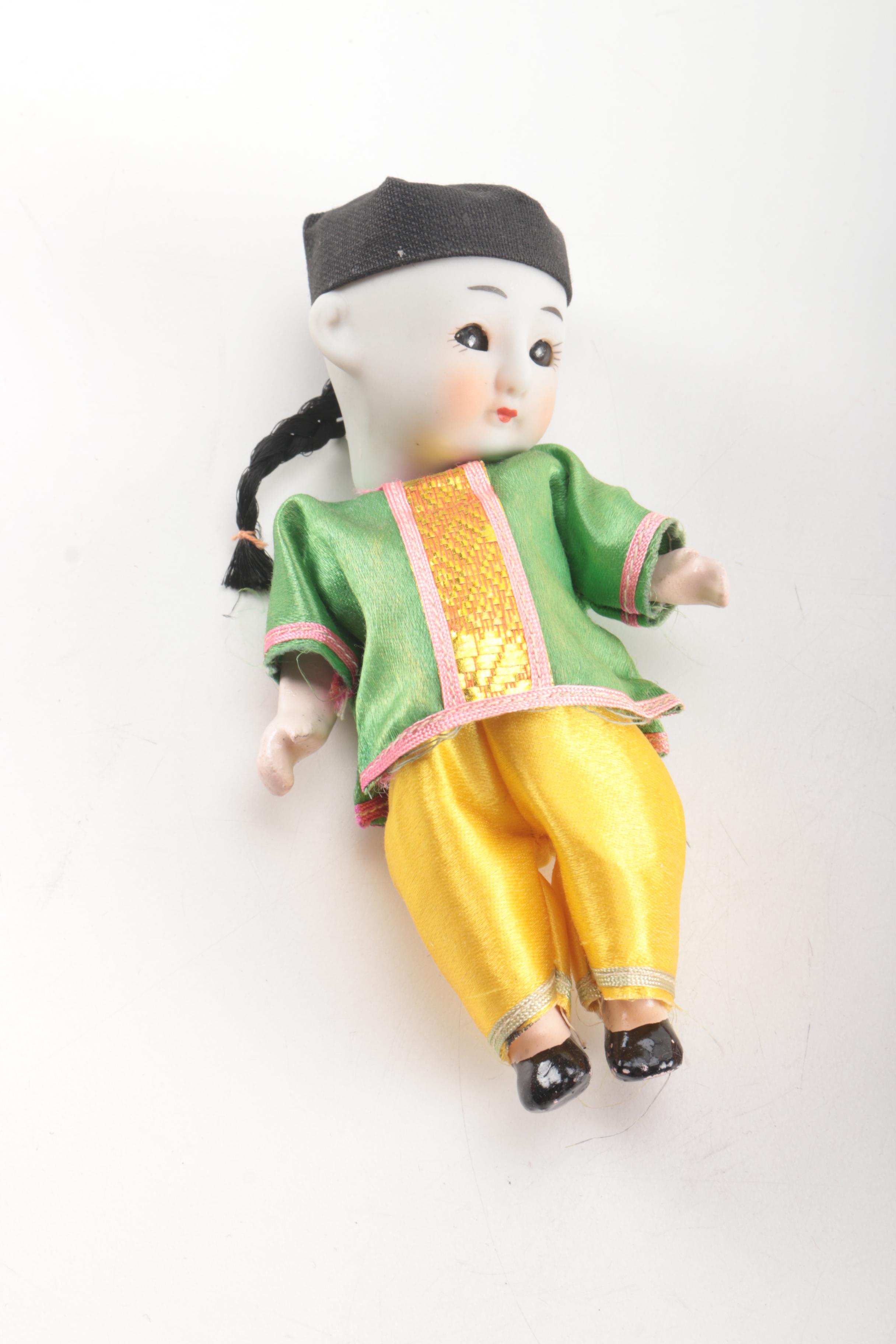 Vintage Japanese "Push Voice" Bisque Porcelain Doll
