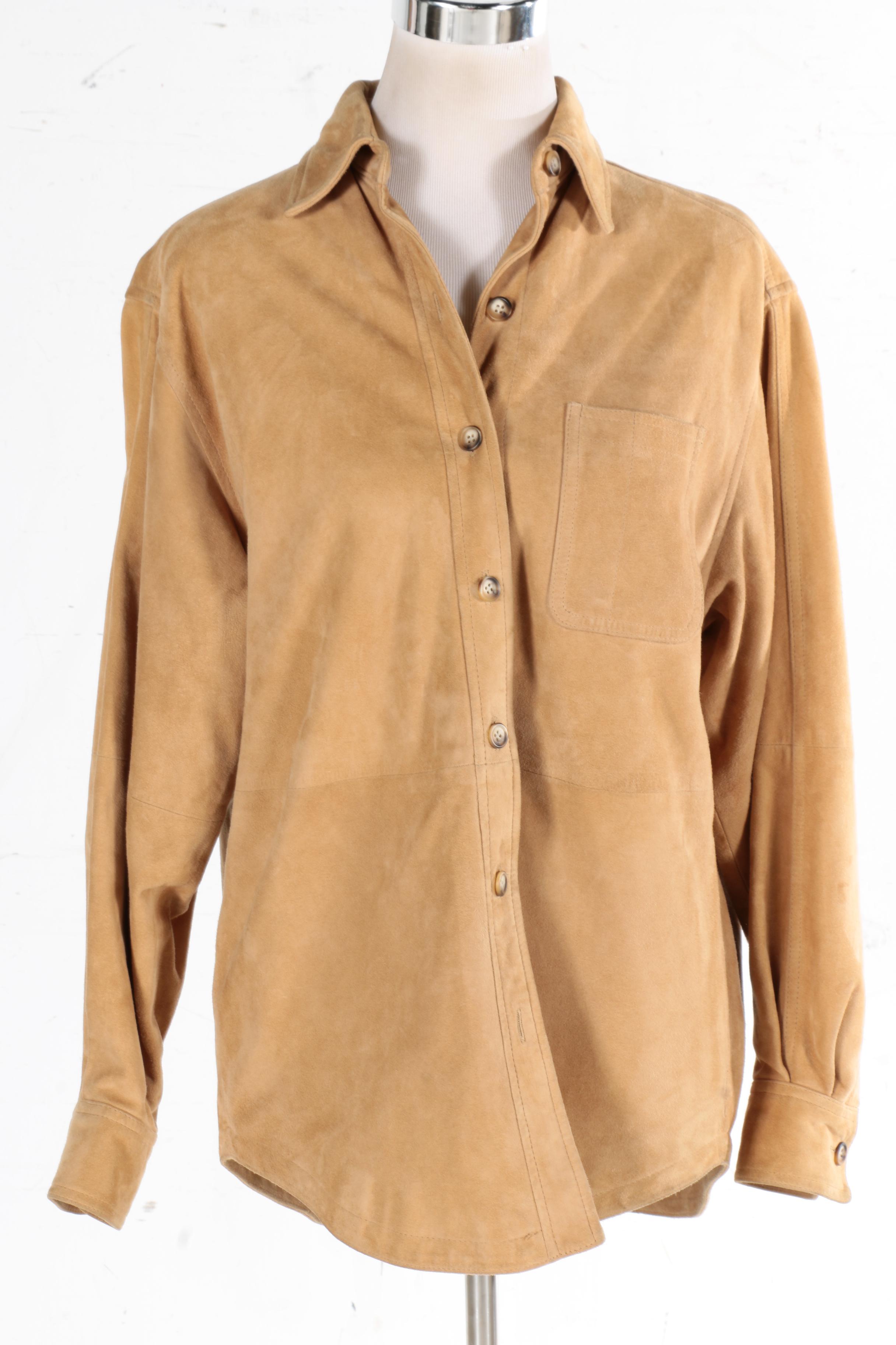 Women's Anne Klein II Blazer and Façonnable Suede Button Down Shirt