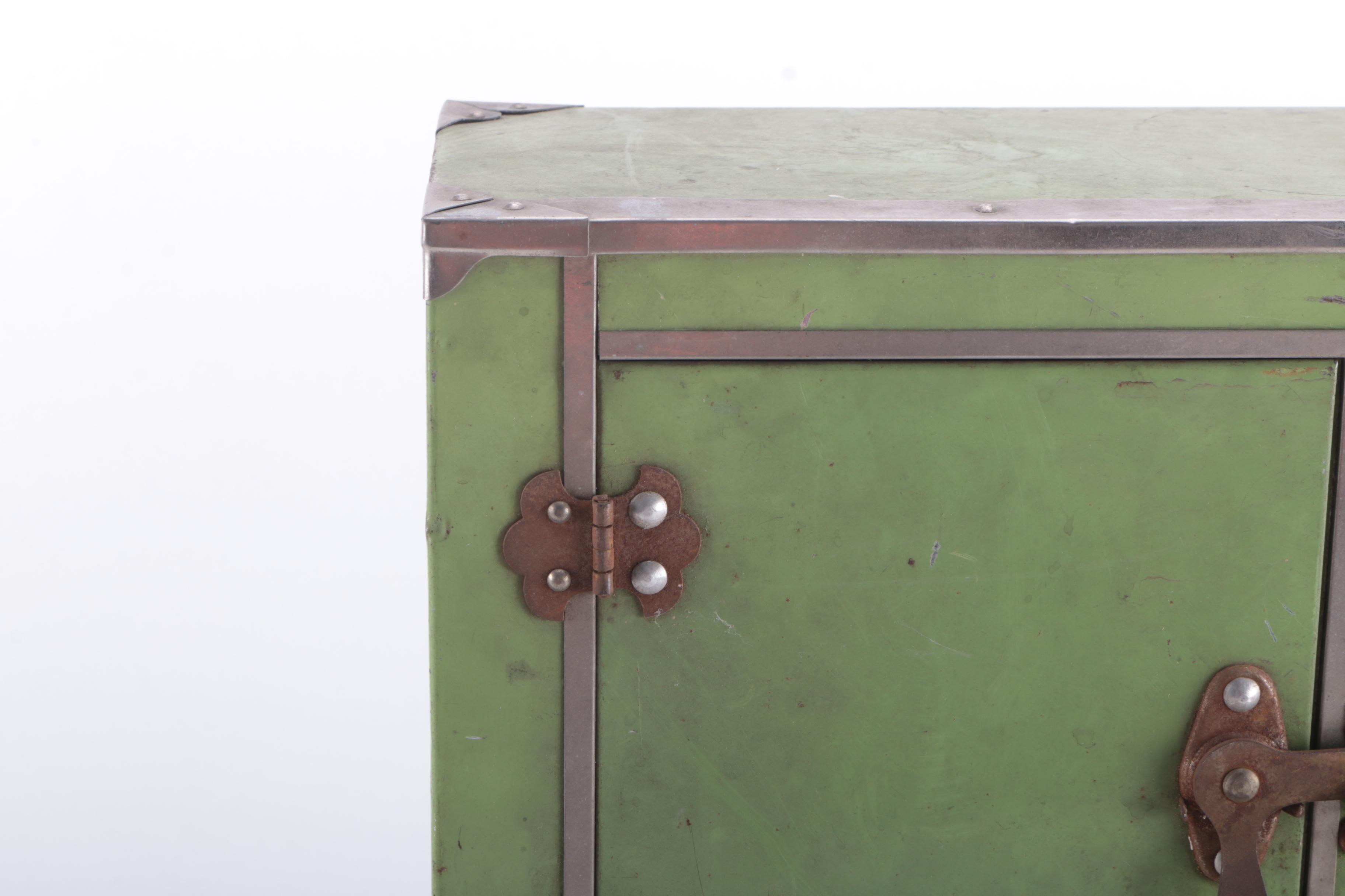 Vintage Green Metal Kitchen Cabinet or Ice Box
