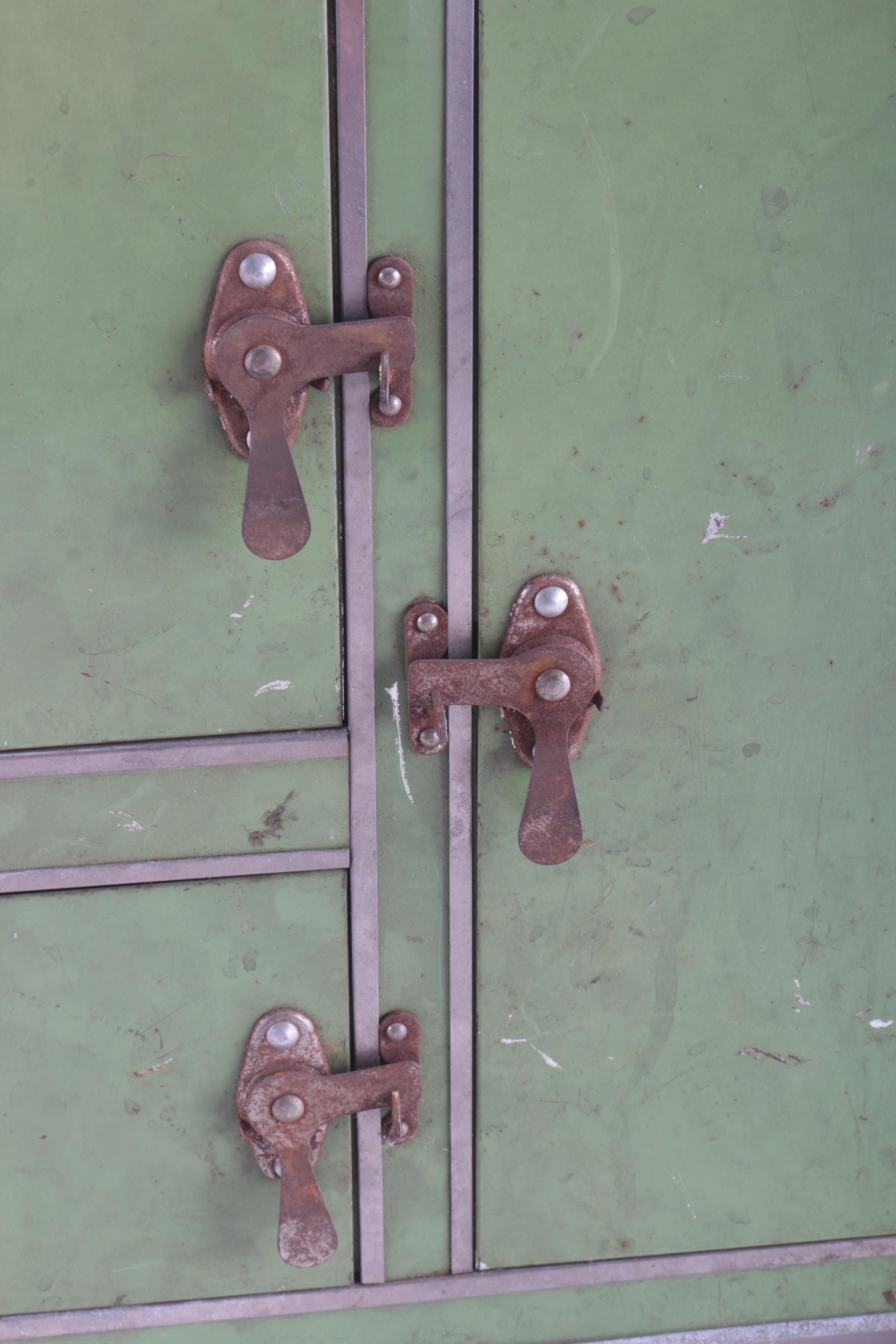 Vintage Green Metal Kitchen Cabinet or Ice Box