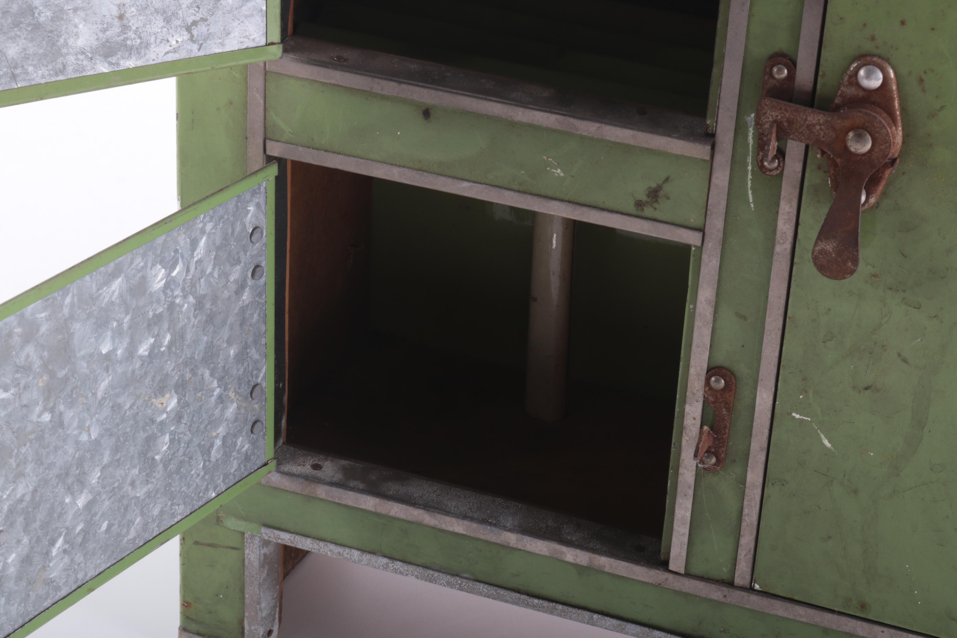 Vintage Green Metal Kitchen Cabinet or Ice Box