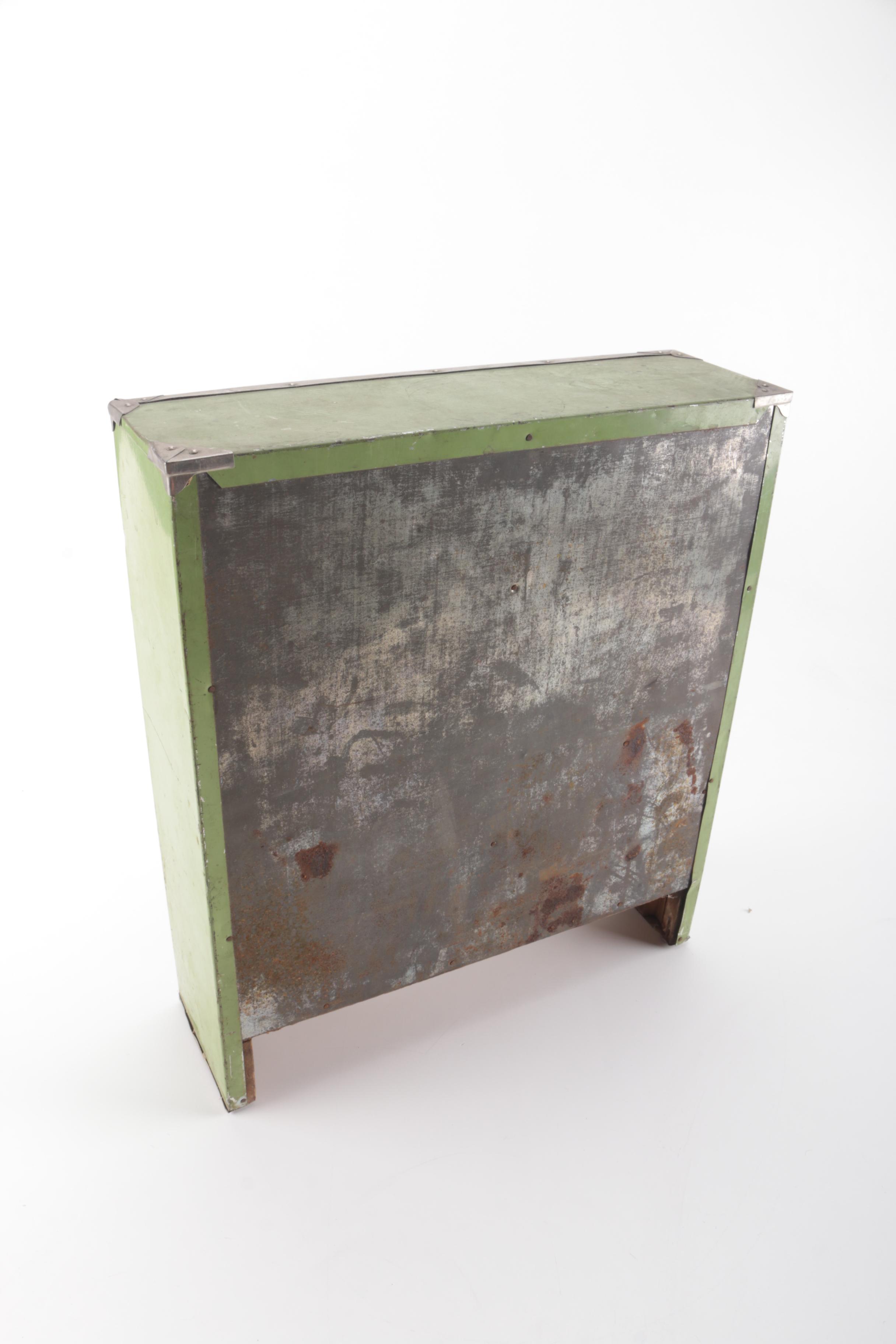 Vintage Green Metal Kitchen Cabinet or Ice Box
