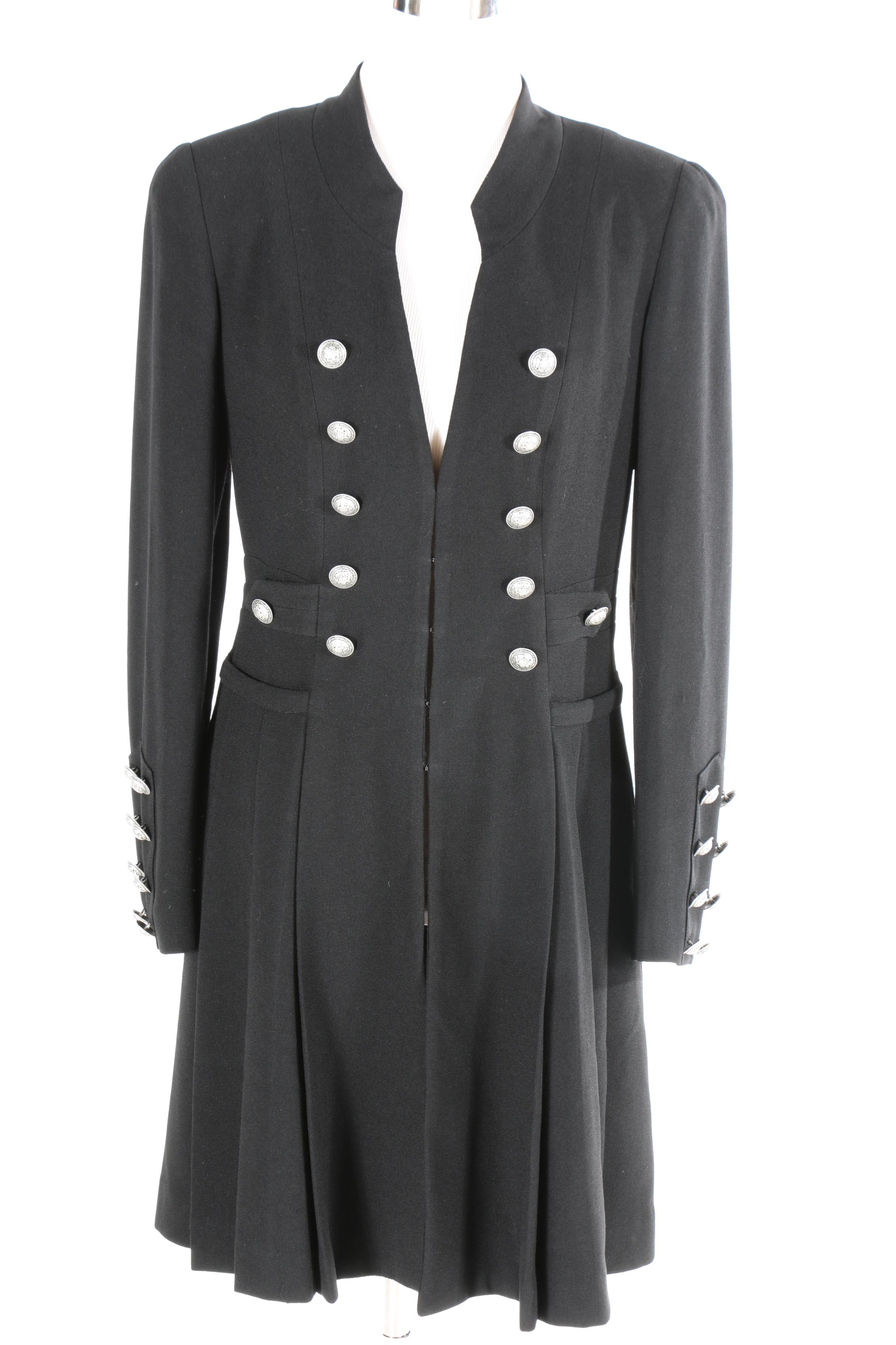 Black Coats by Zelda With Faux Leather and Button Accents