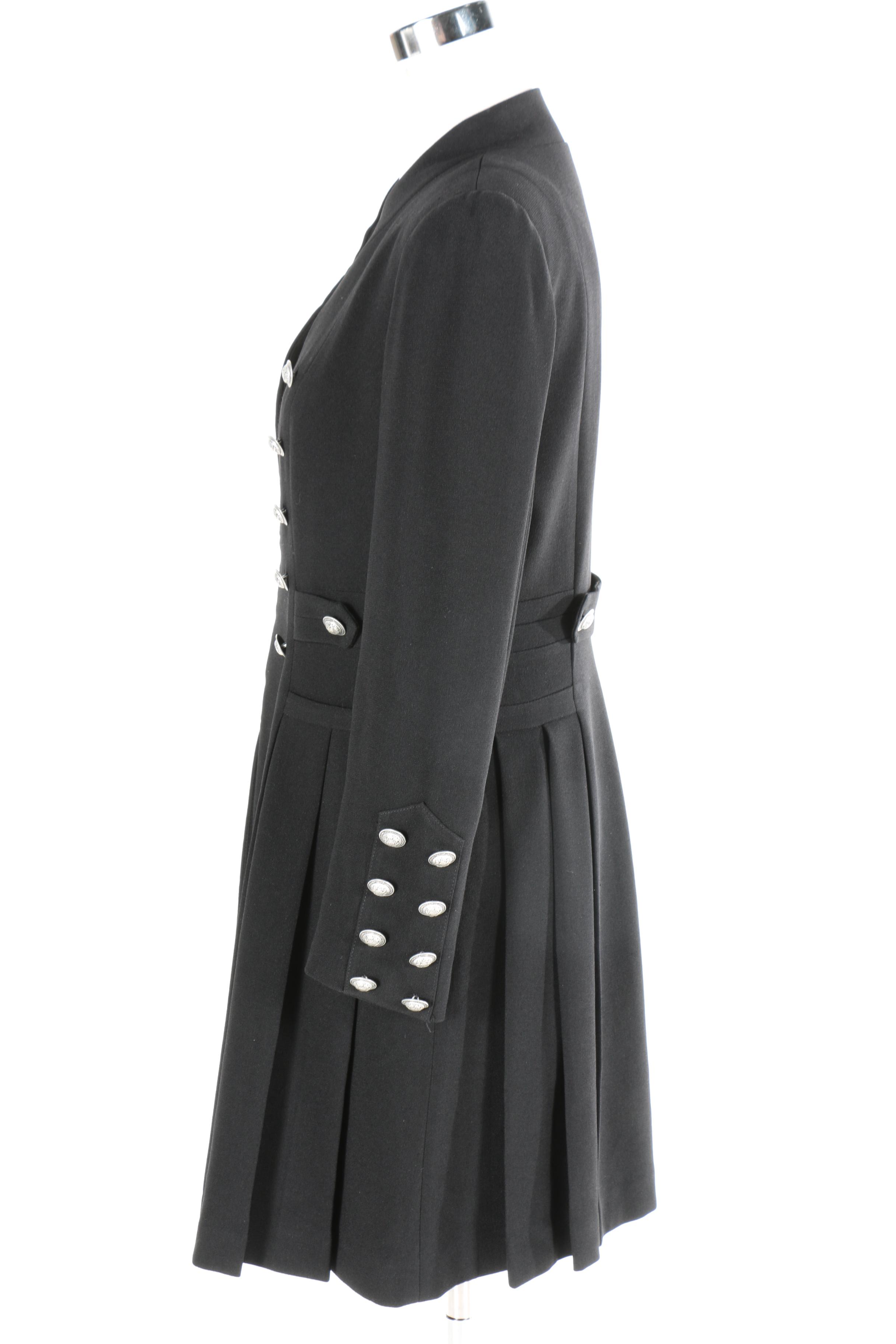 Black Coats by Zelda With Faux Leather and Button Accents