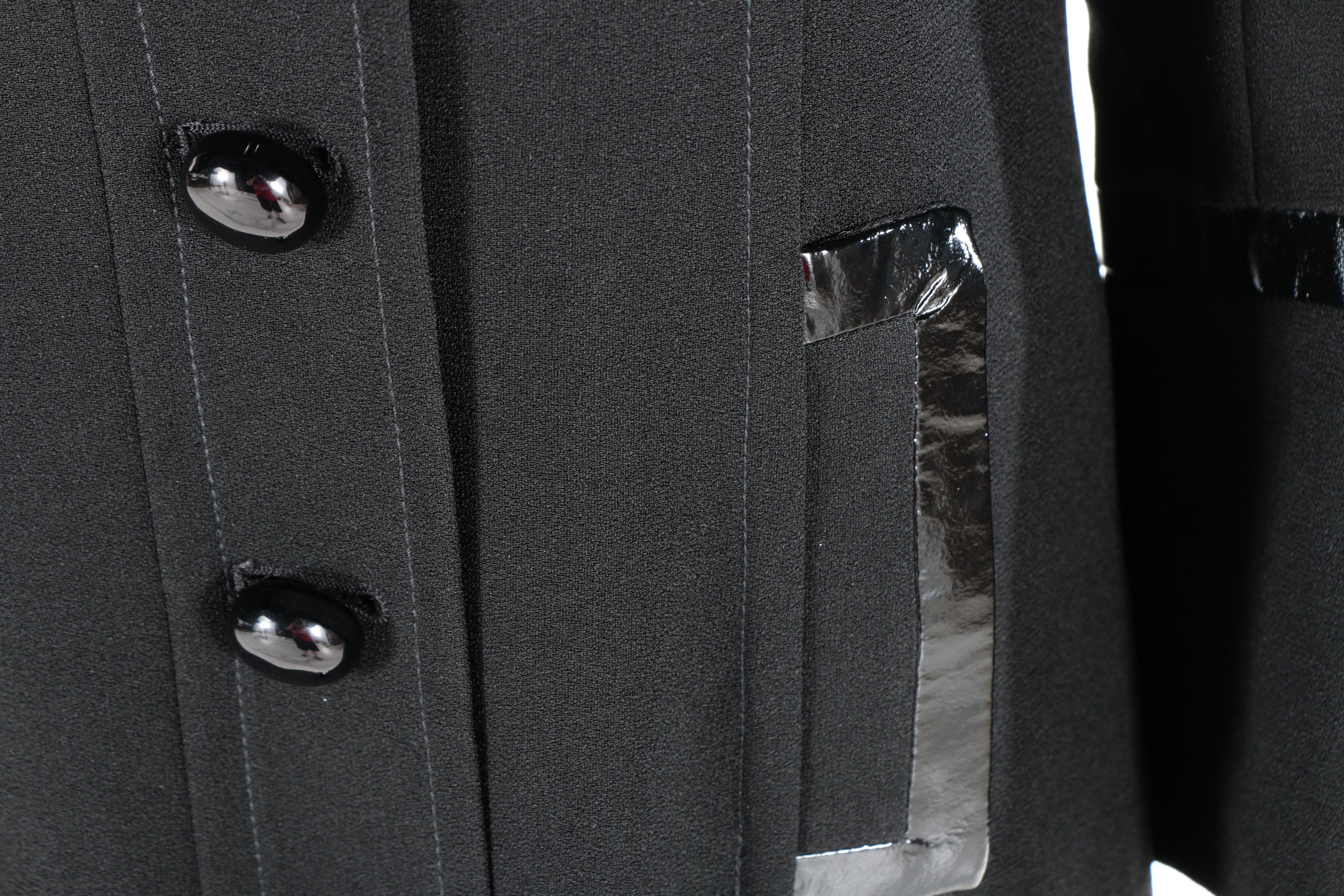 Black Coats by Zelda With Faux Leather and Button Accents