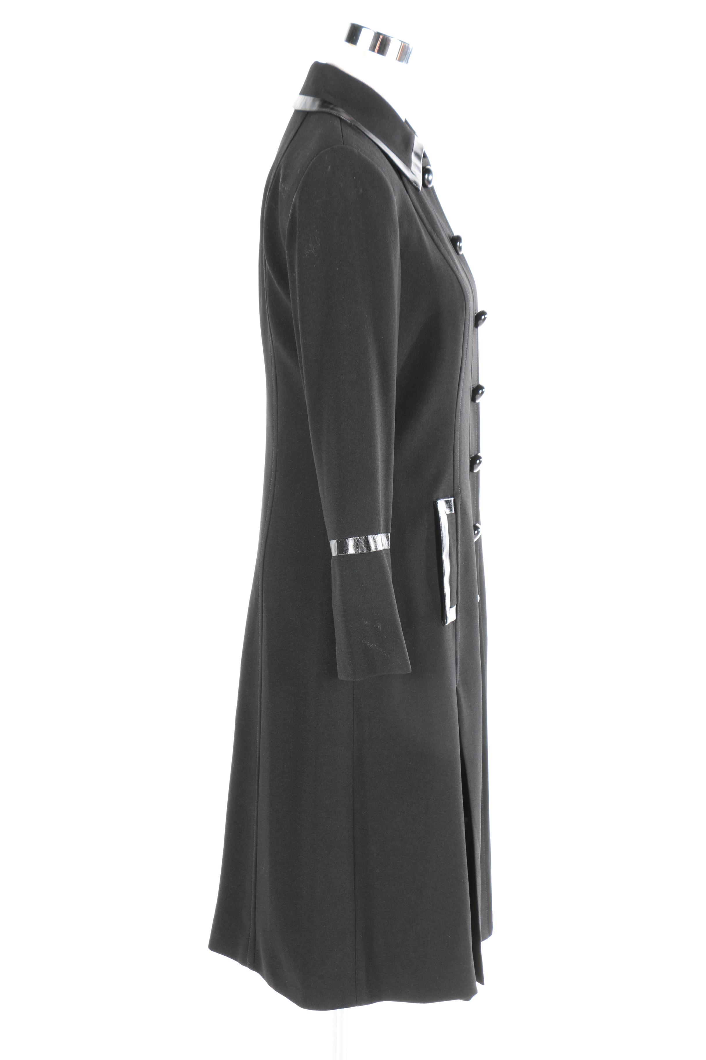 Black Coats by Zelda With Faux Leather and Button Accents