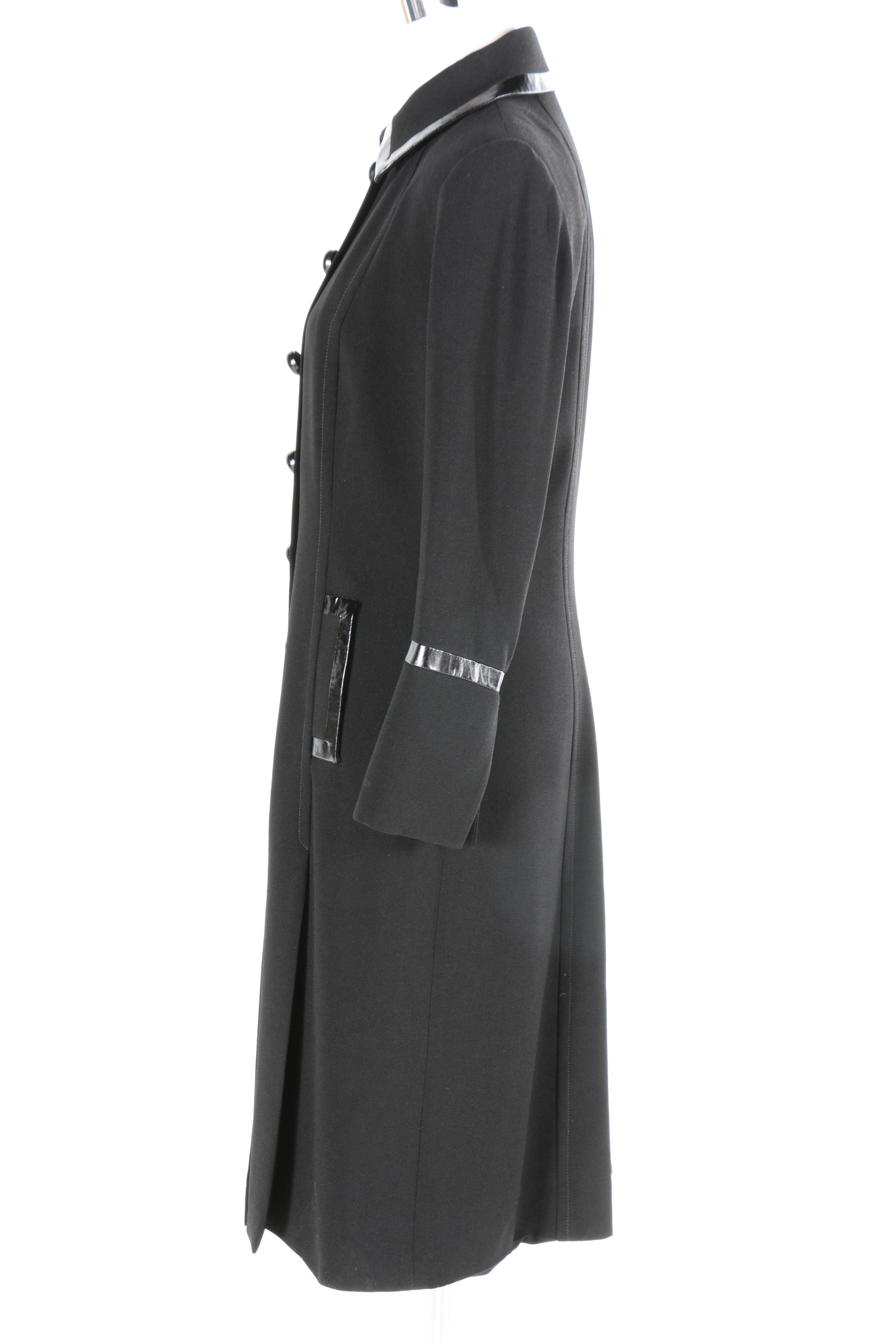 Black Coats by Zelda With Faux Leather and Button Accents