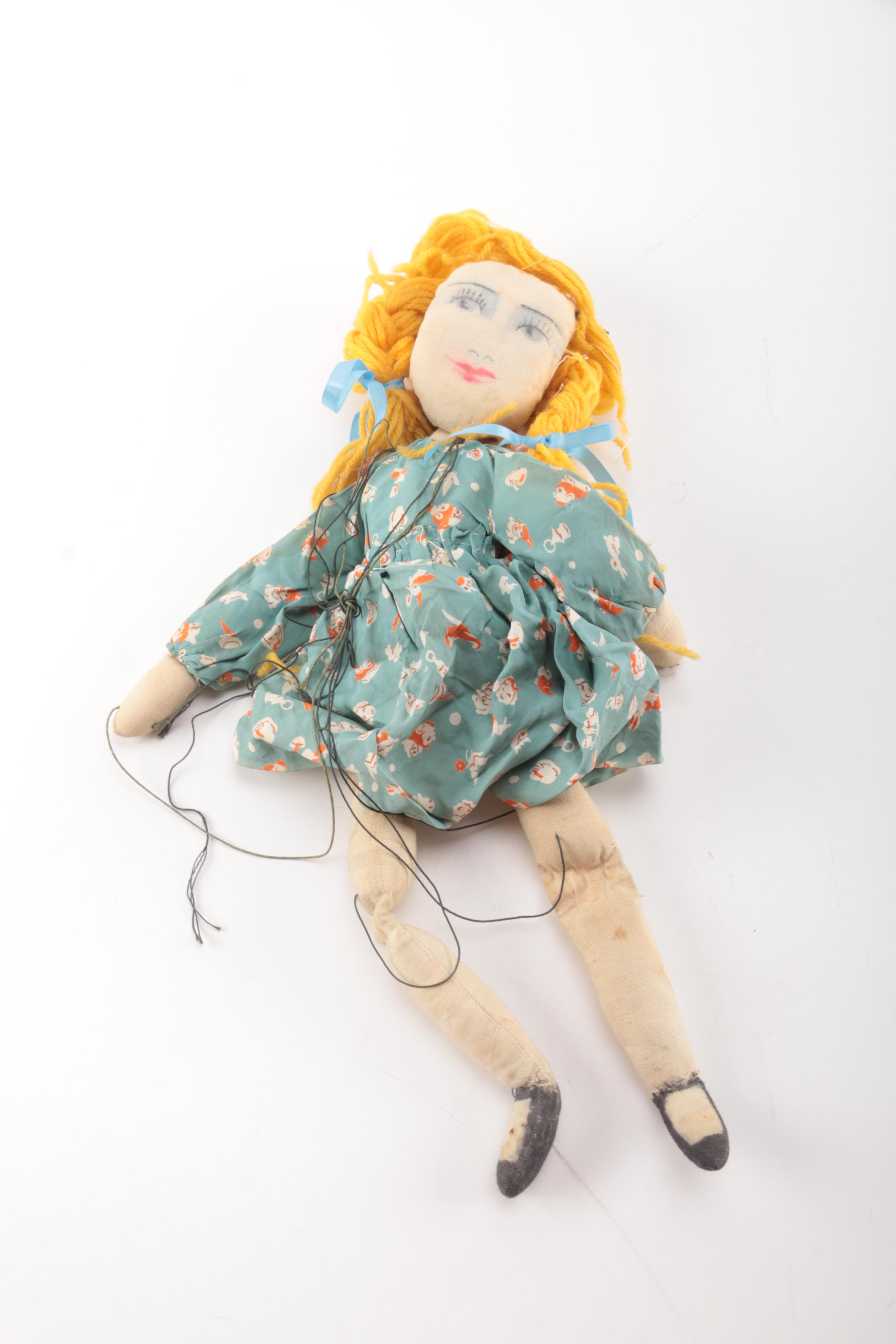 Three Handcrafted Cloth Marionettes