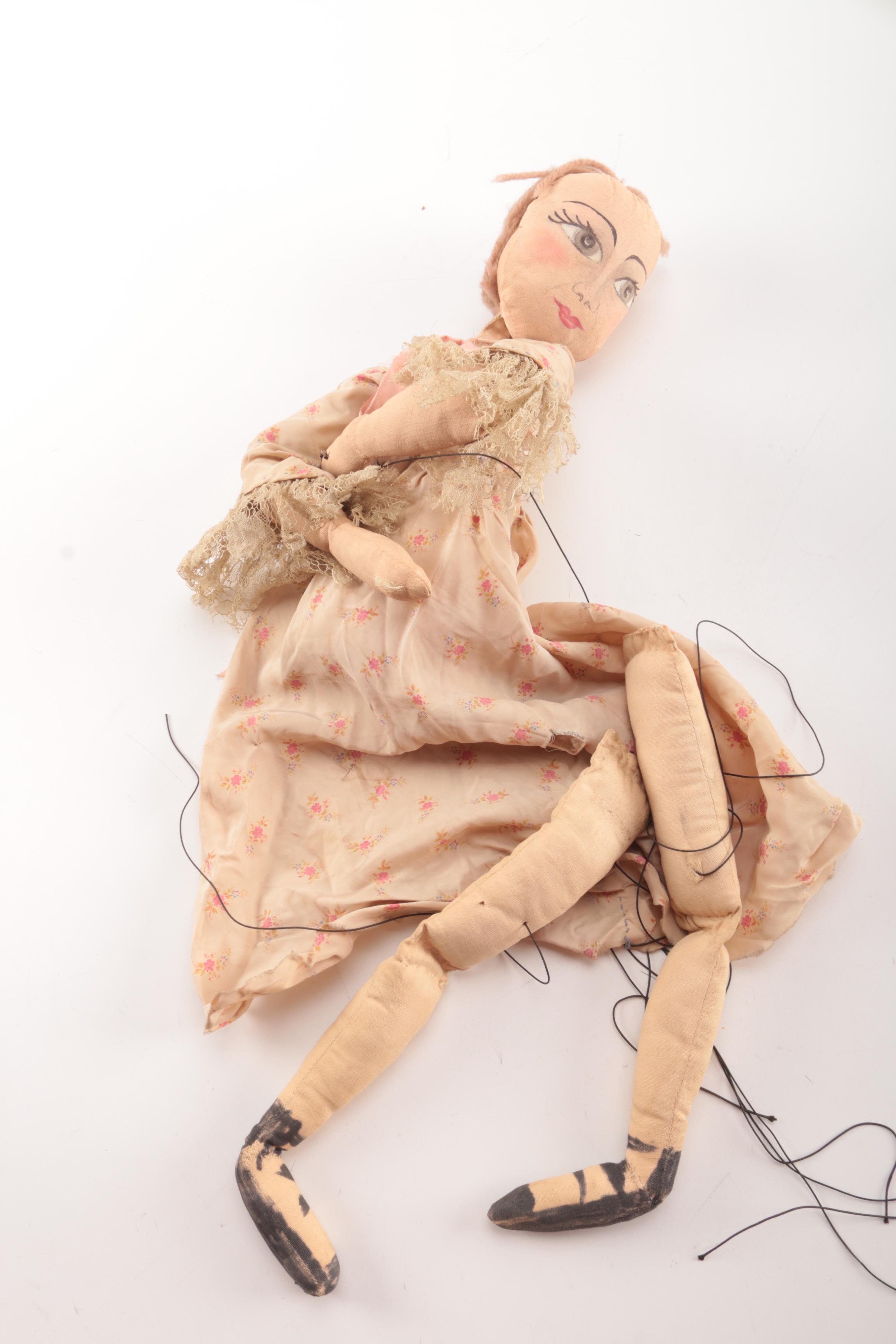 Three Handcrafted Cloth Marionettes