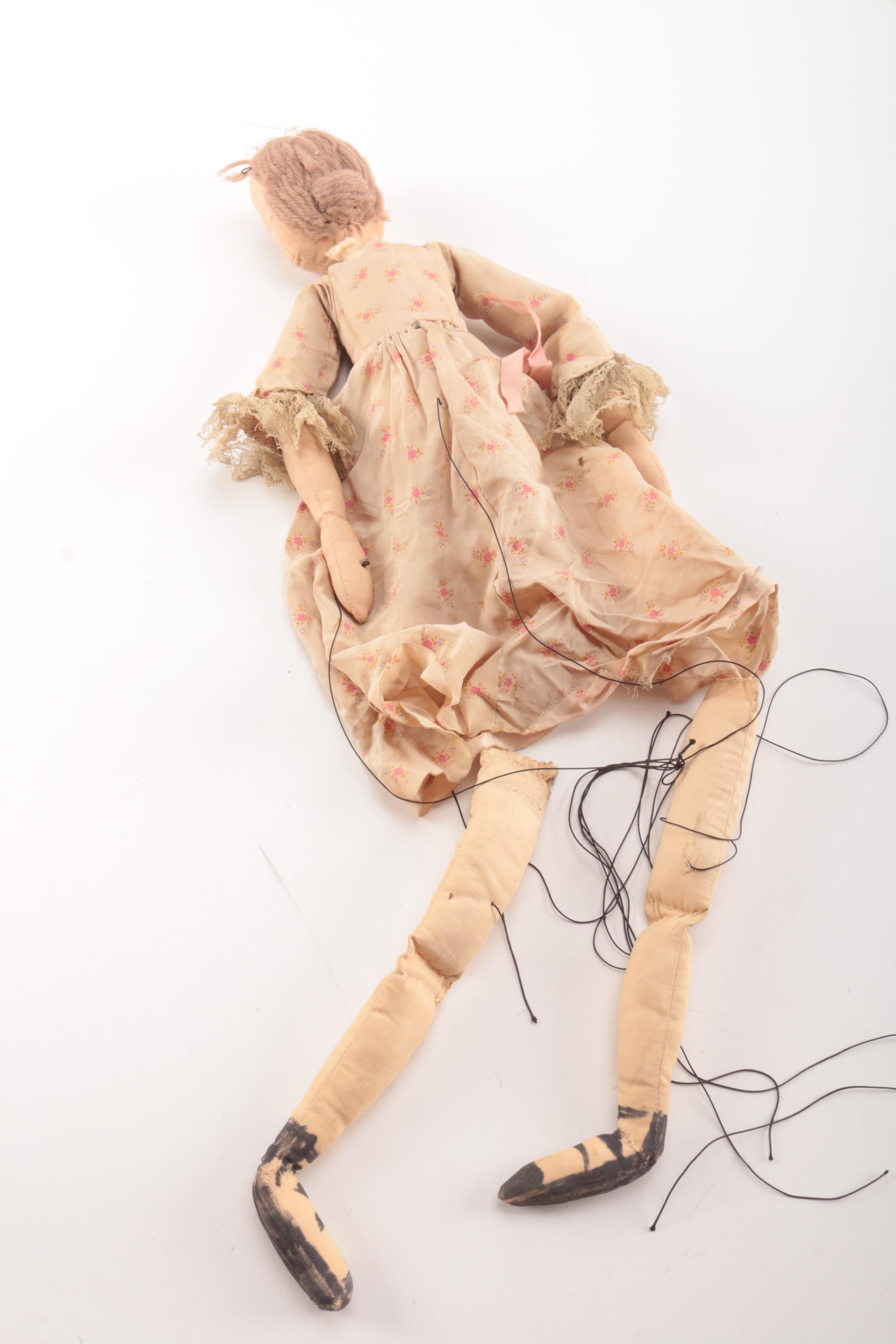 Three Handcrafted Cloth Marionettes