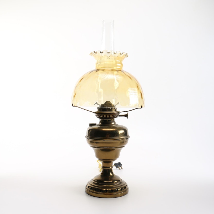 Vintage Electric Brass Hurricane Lamp