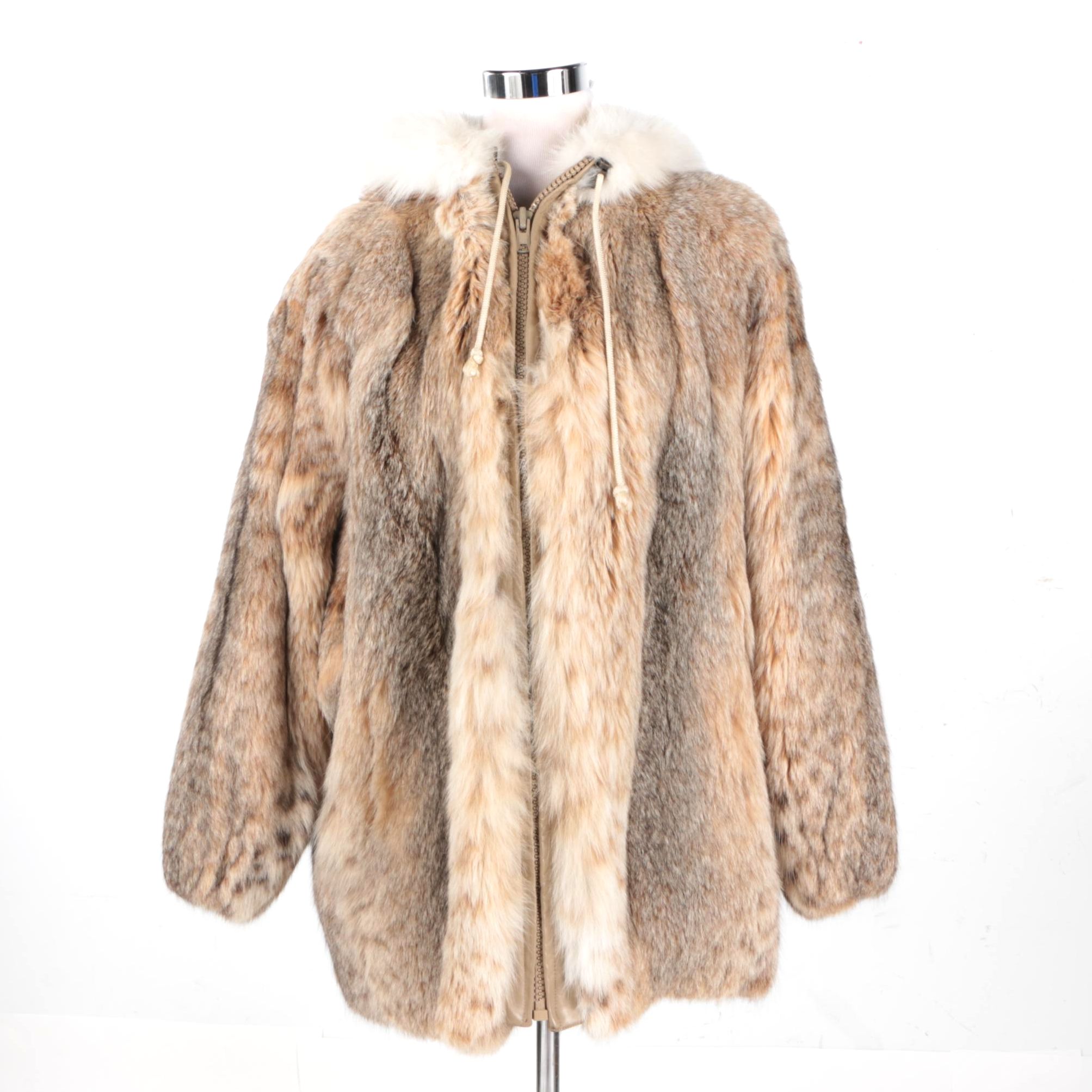 Canadian Lynx Coat with Fox Fur Trim Hood
