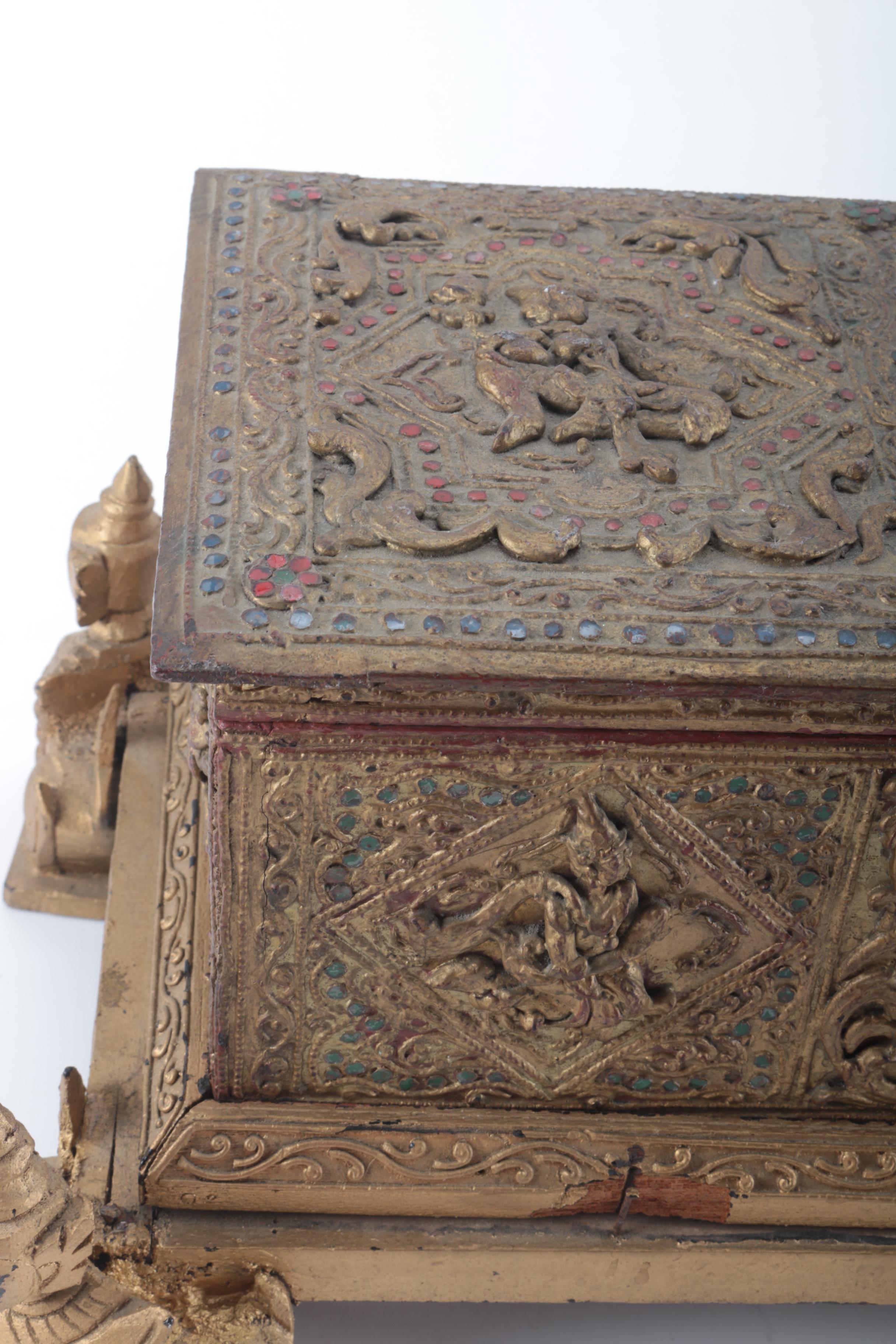Southeast Asian Buddhist Prayer Scroll Chest