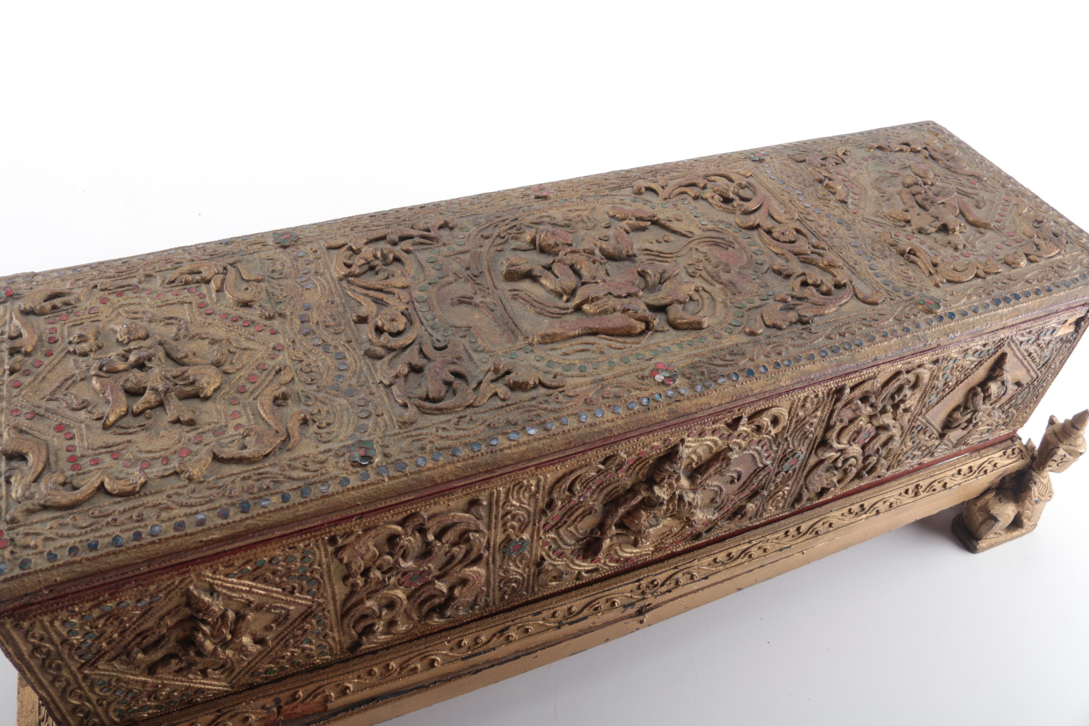 Southeast Asian Buddhist Prayer Scroll Chest