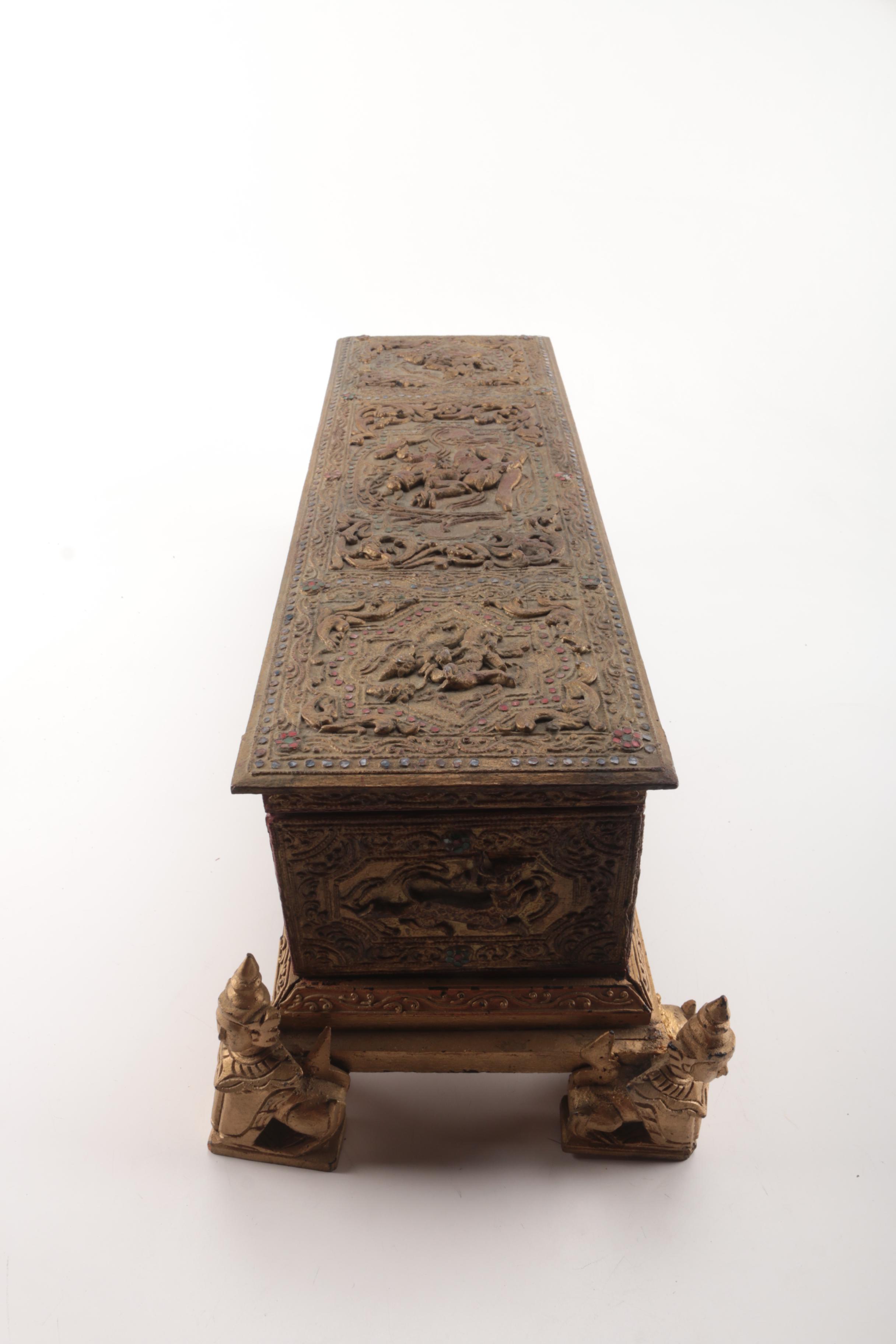 Southeast Asian Buddhist Prayer Scroll Chest