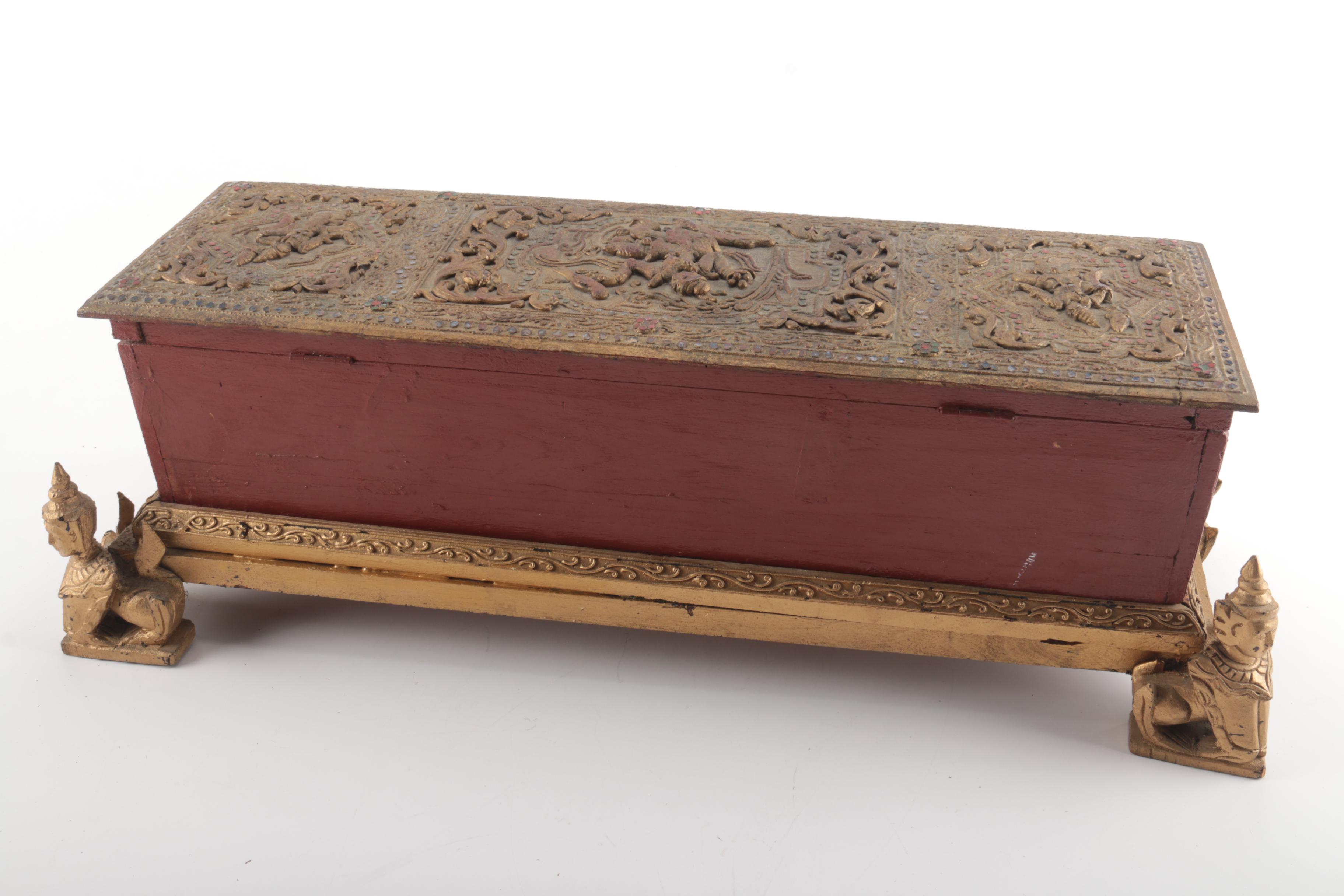 Southeast Asian Buddhist Prayer Scroll Chest