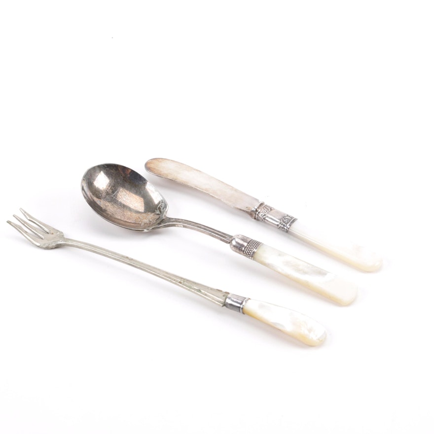 Shell-Handled Utensils With Sterling Bolsters
