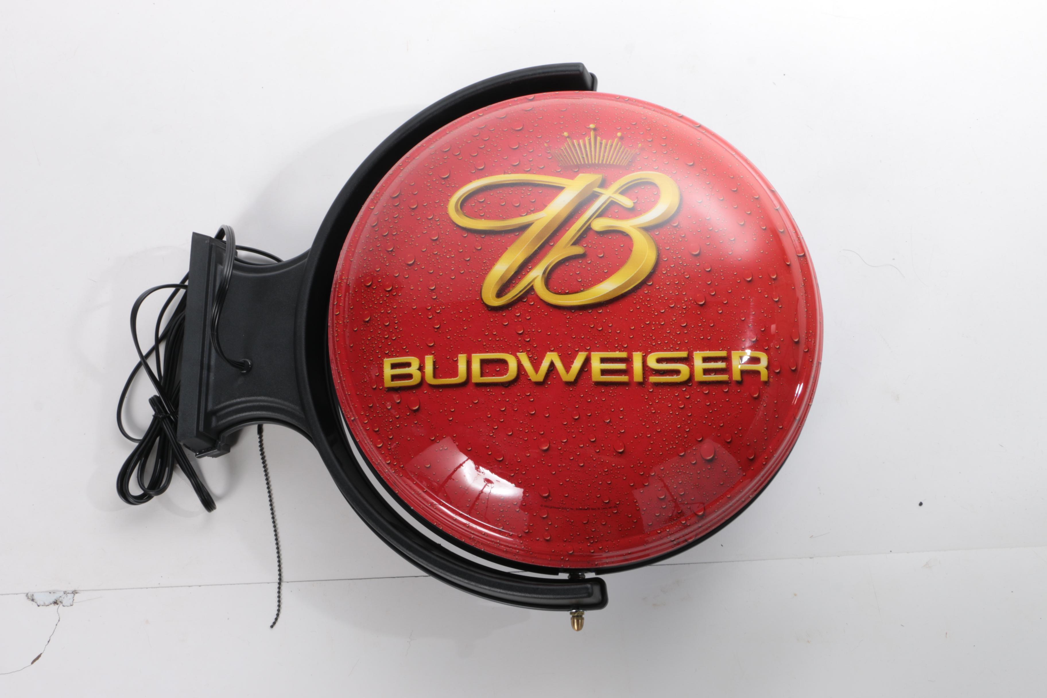 Spinning Budweiser and Bud Wall Lamp