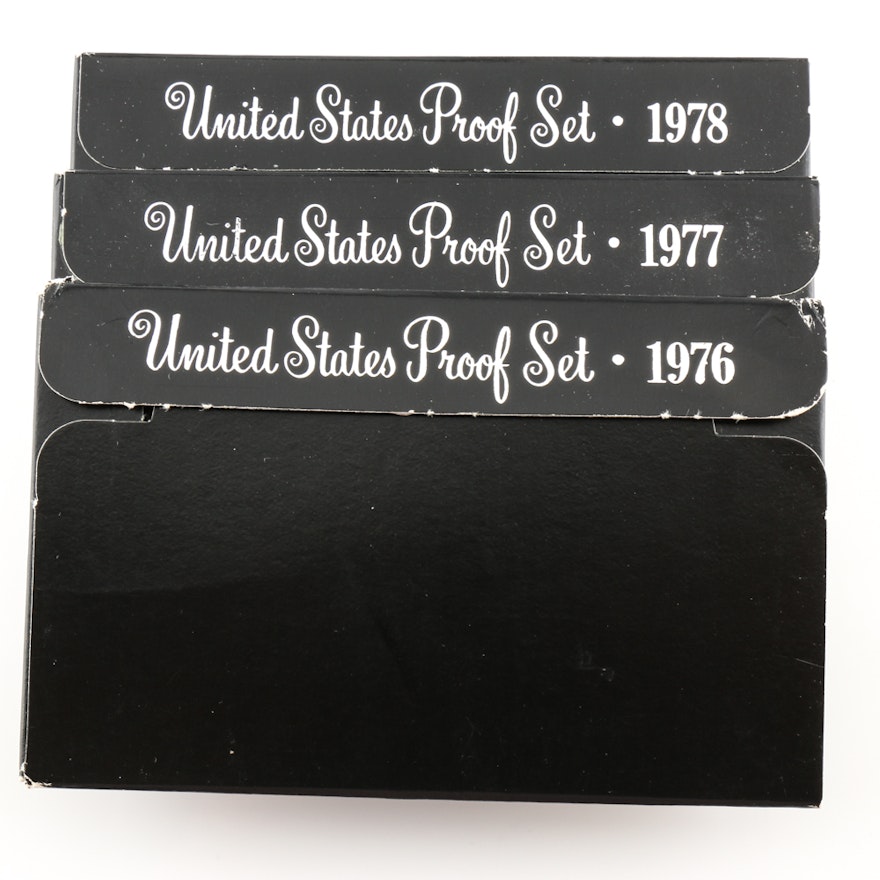 Group of Three U.S. Proof Sets Including the Following: 1976 Bicentennial, 1977, and 1978