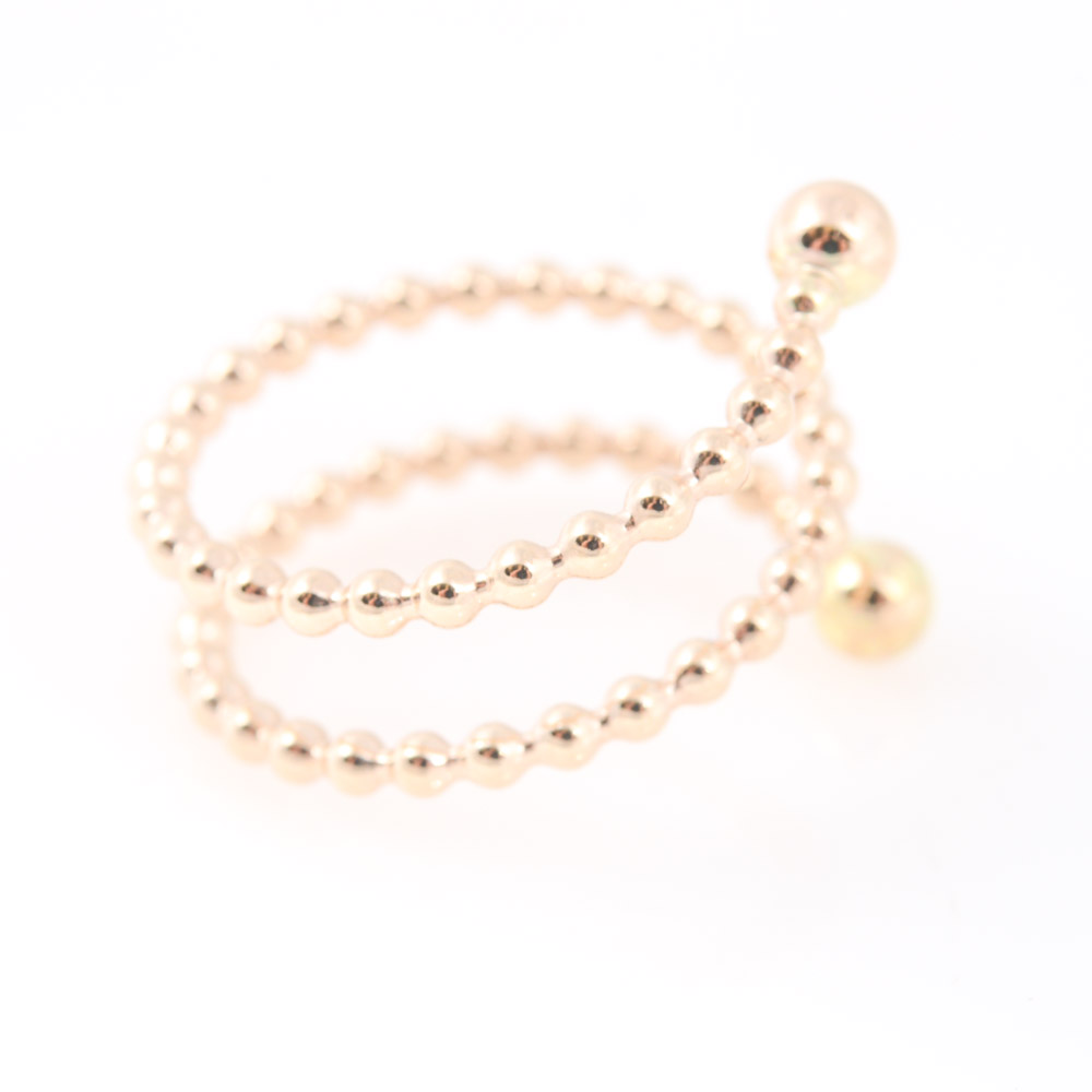 14K Yellow Gold Beaded Wrap Ring