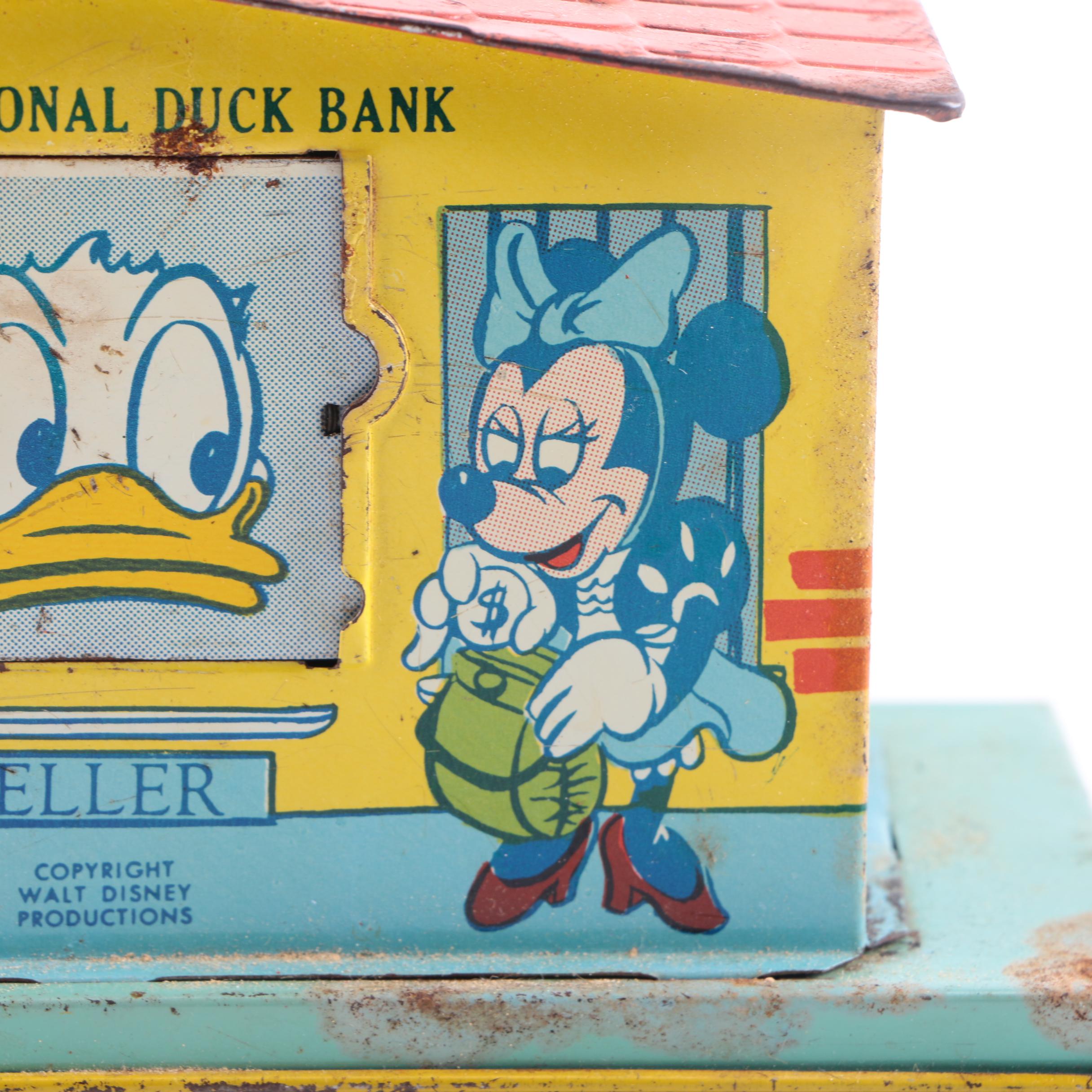 Disney Vintage Metal "2nd National Duck Bank" Savings Bank