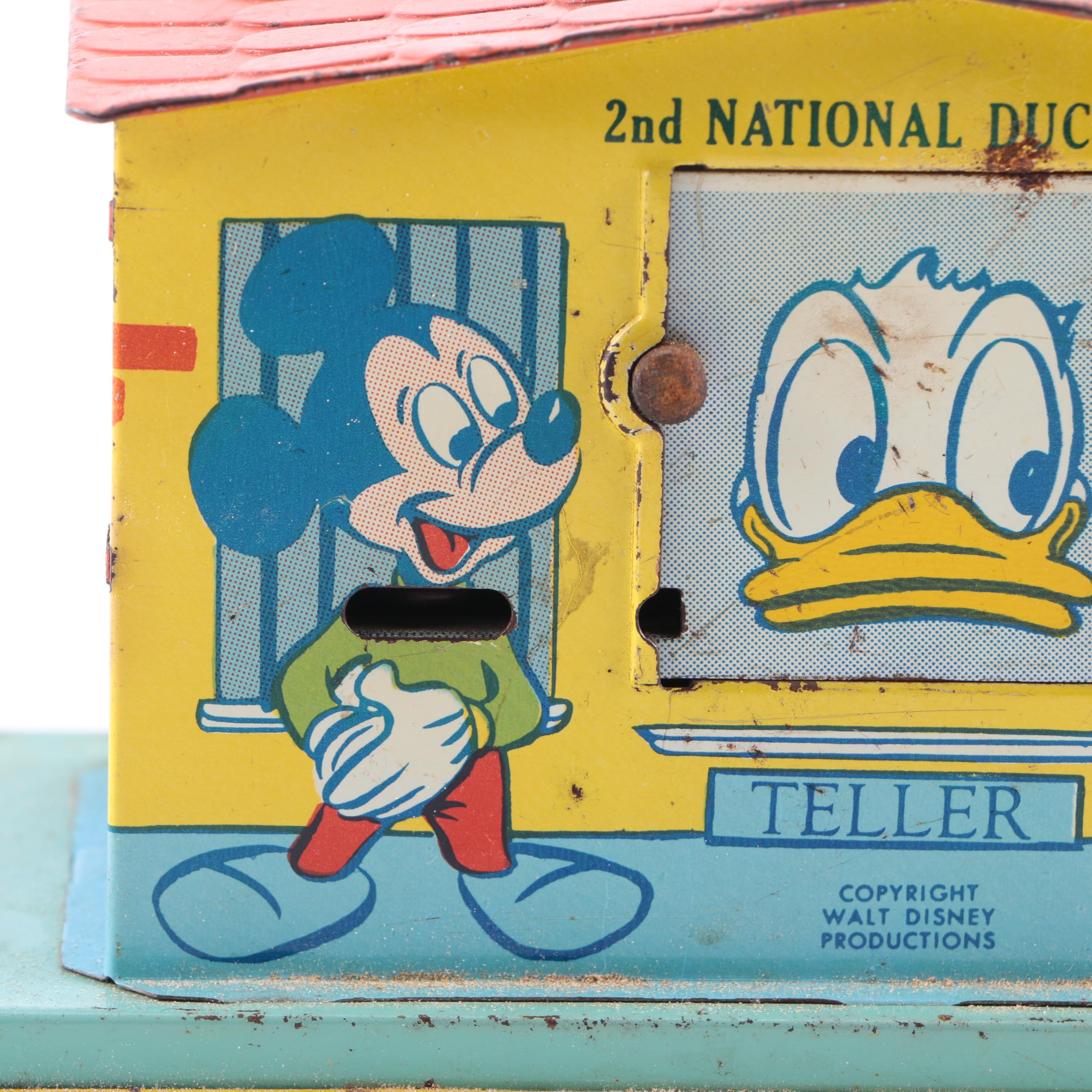 Disney Vintage Metal "2nd National Duck Bank" Savings Bank