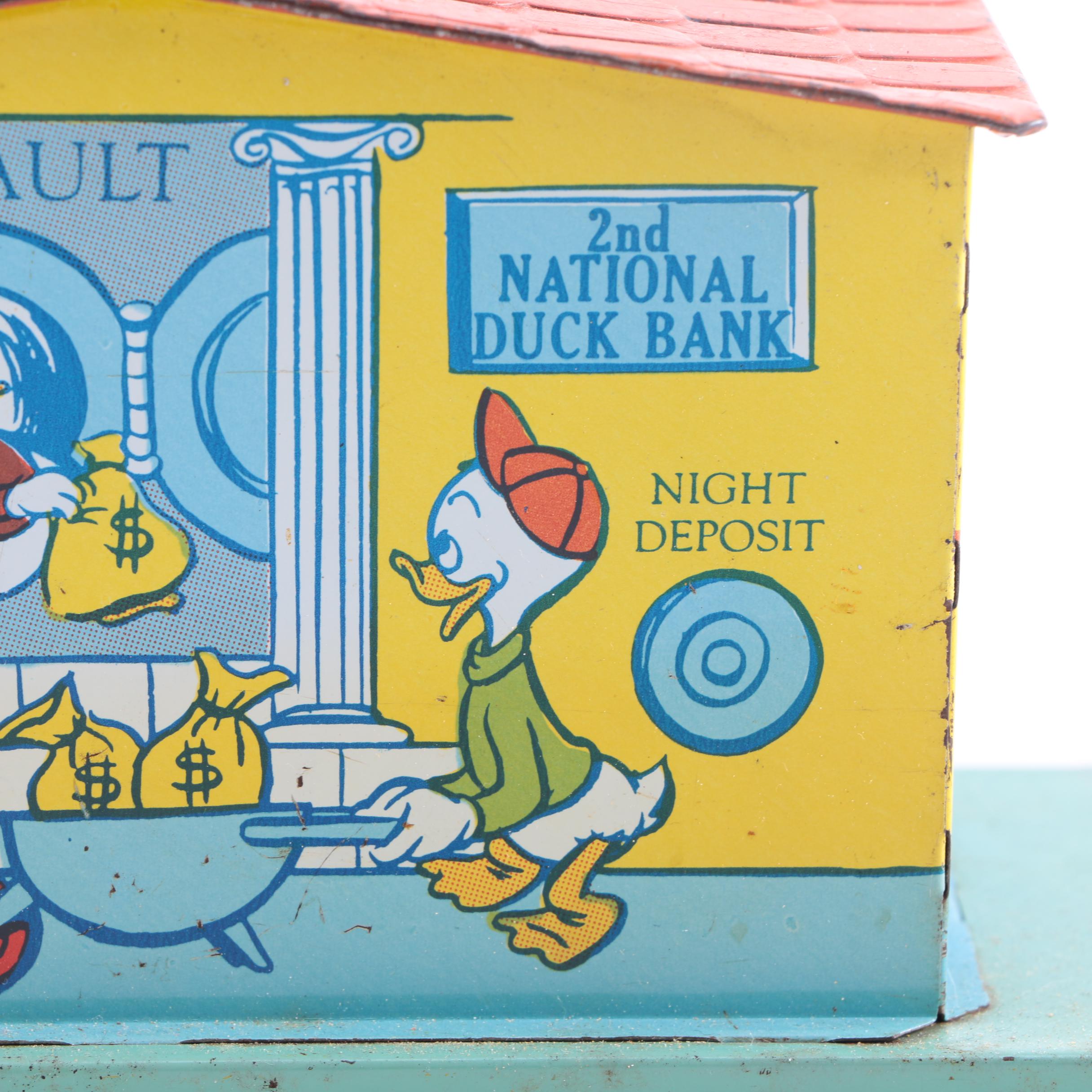 Disney Vintage Metal "2nd National Duck Bank" Savings Bank