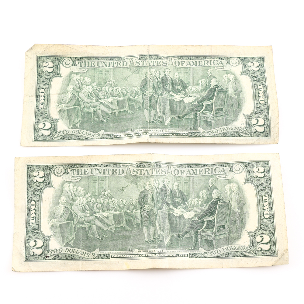 Group of Seven United States Currency Notes Including a Series of 1929 $10 National Currency Note