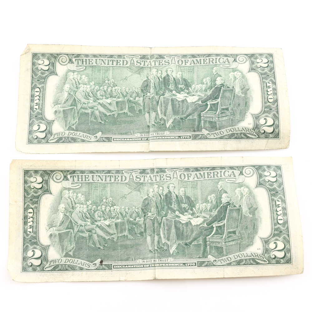 Group of Seven United States Currency Notes Including a Series of 1929 $10 National Currency Note