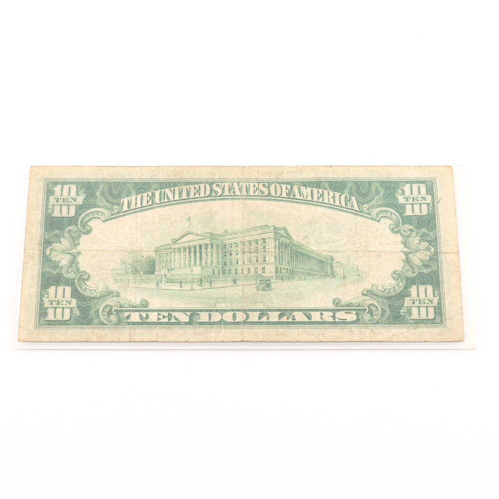 Group of Seven United States Currency Notes Including a Series of 1929 $10 National Currency Note