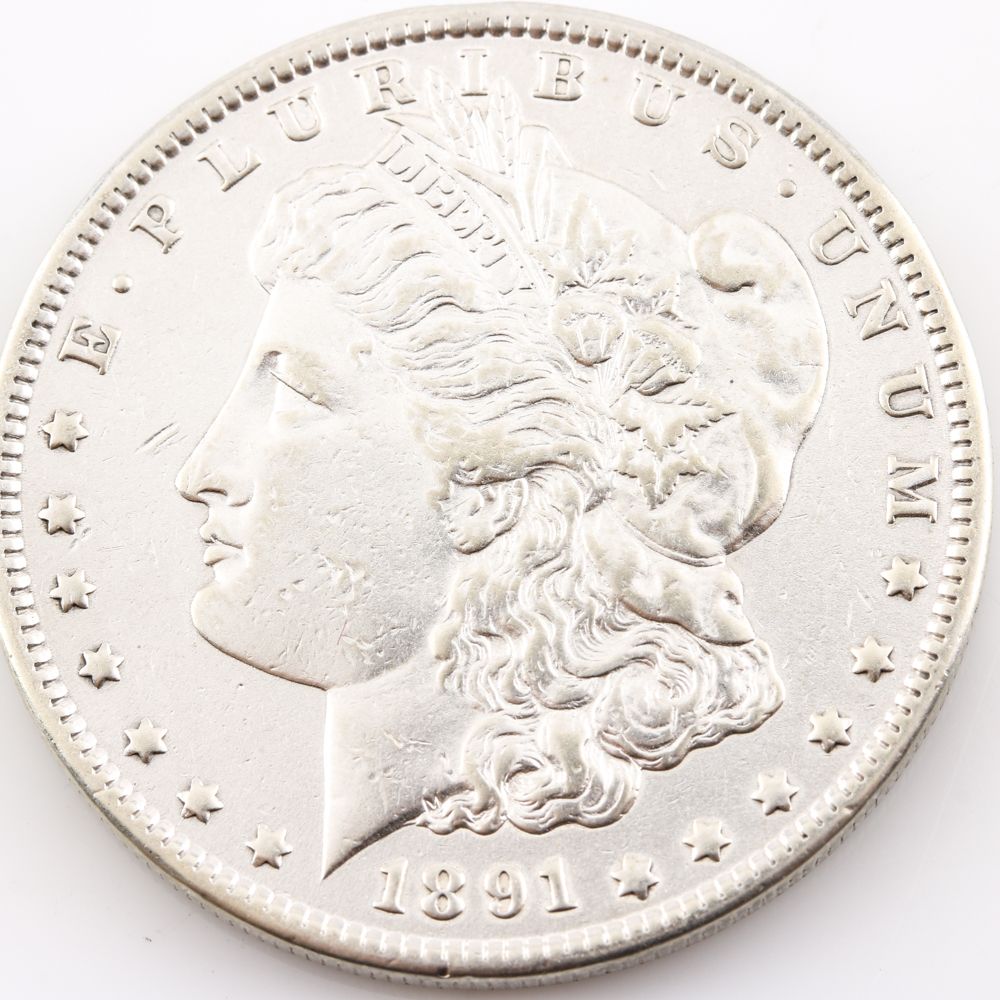 Group of Two Morgan Silver Dollars Including the Following: 1891 S and 1921 D