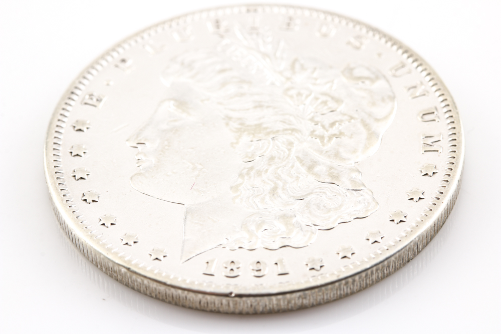 Group of Two Morgan Silver Dollars Including the Following: 1891 S and 1921 D